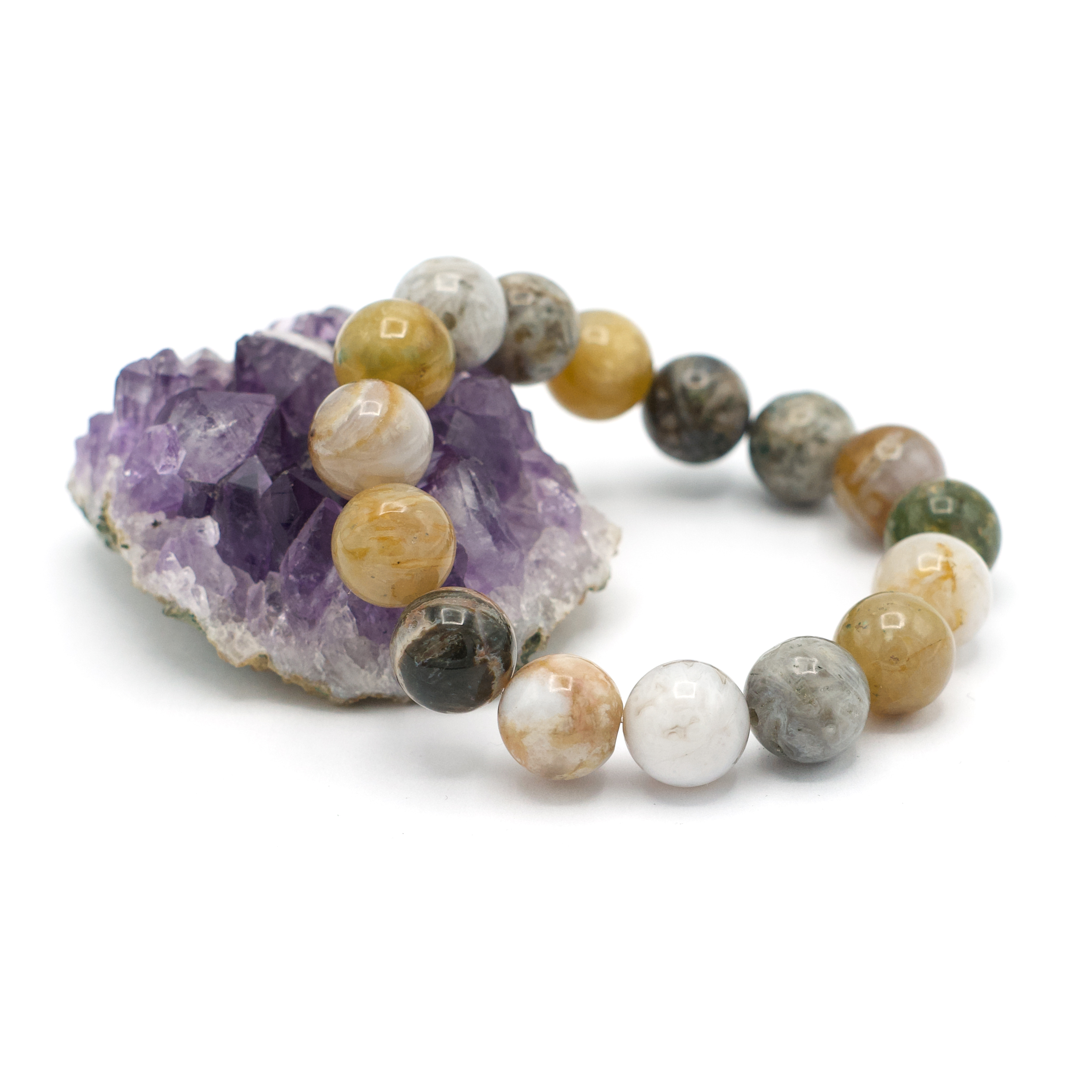 ronde 12 mm bracelet en pierre naturelle dagate bambou