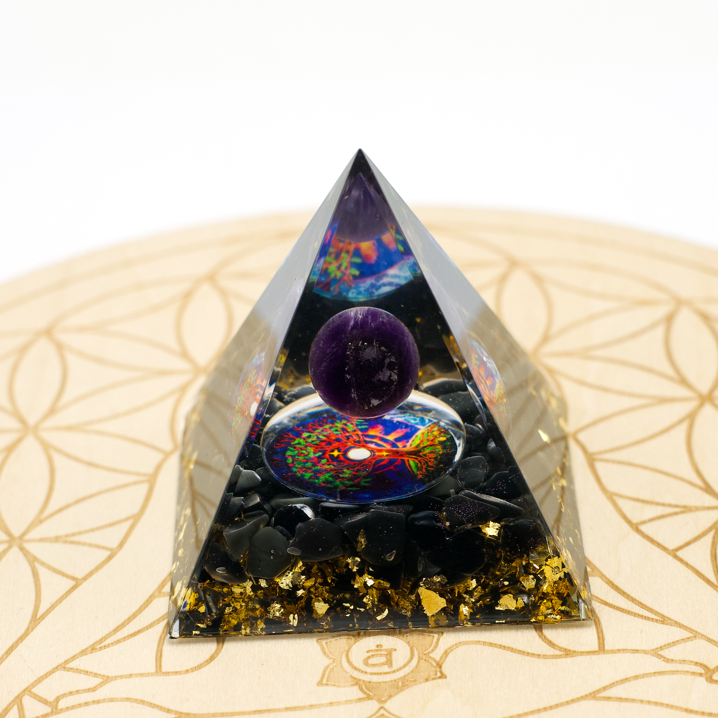 arbre de vie améthyste obsidienne noire