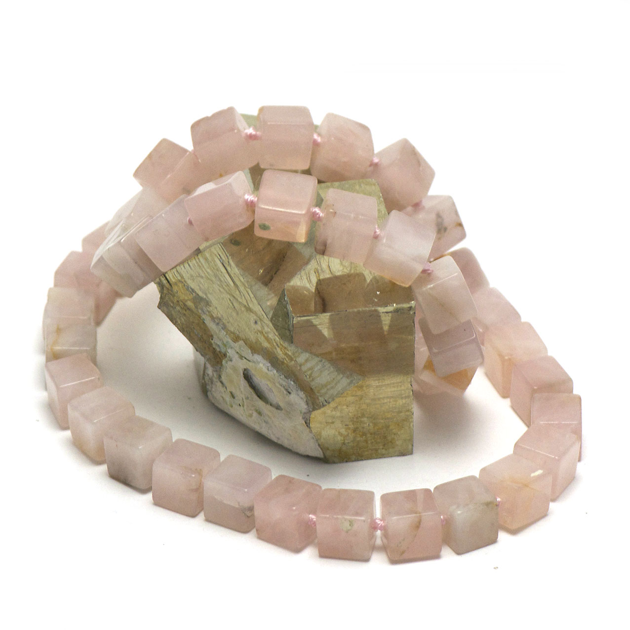 F cube collier pierre naturelle quartz rose
