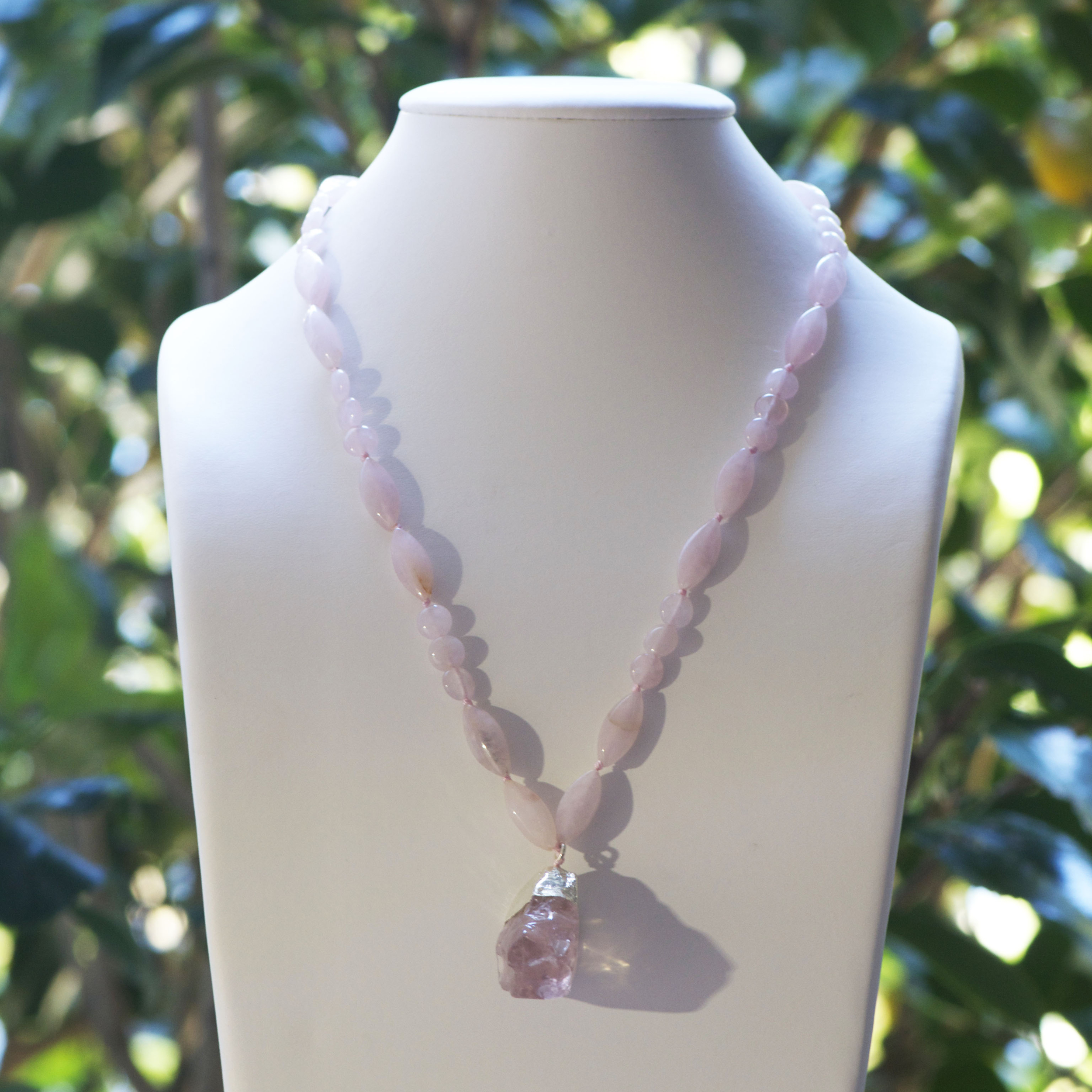 pendentif brut 4 collier pierre naturelle quartz rose
