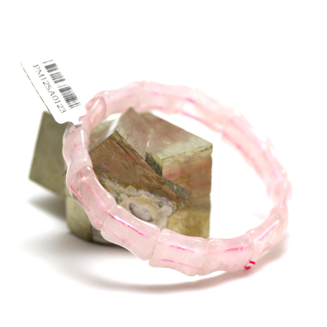 F bambou bracelet pierre naturelle quartz rose