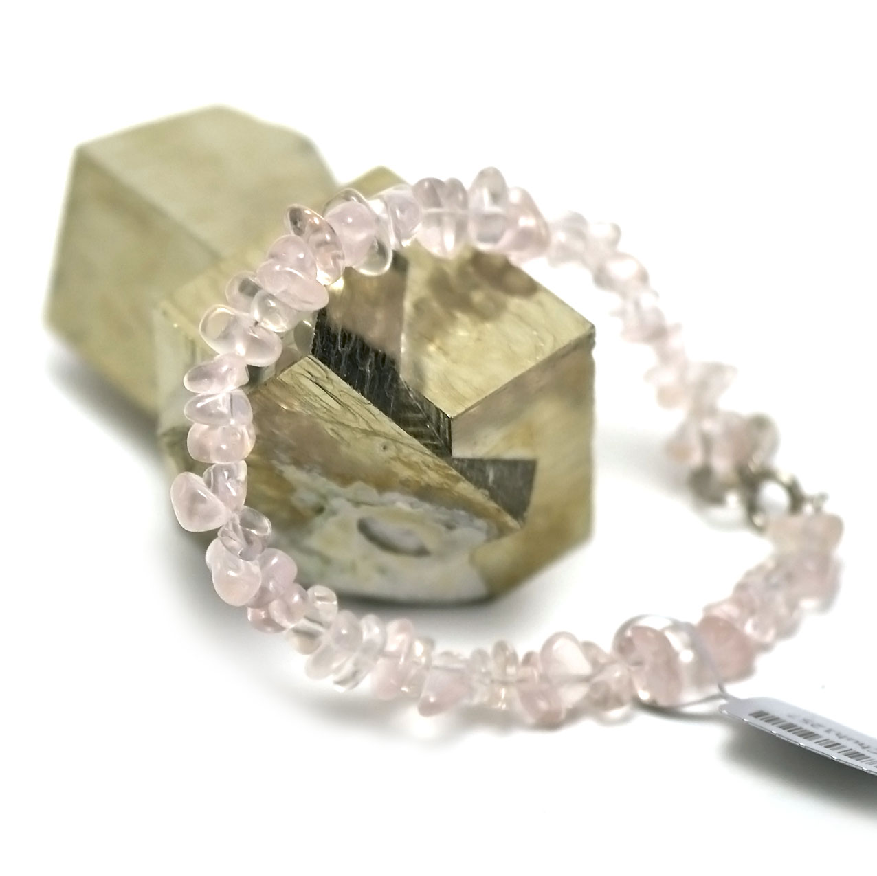 Perle chips bracelet pierre naturelle quartz rose