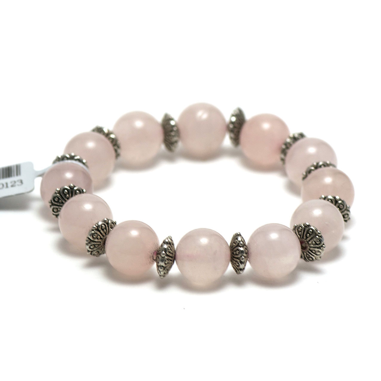 Apprêt ronde 12 mm 1 bracelet pierre naturelle quartz rose mini cube-perle ronde