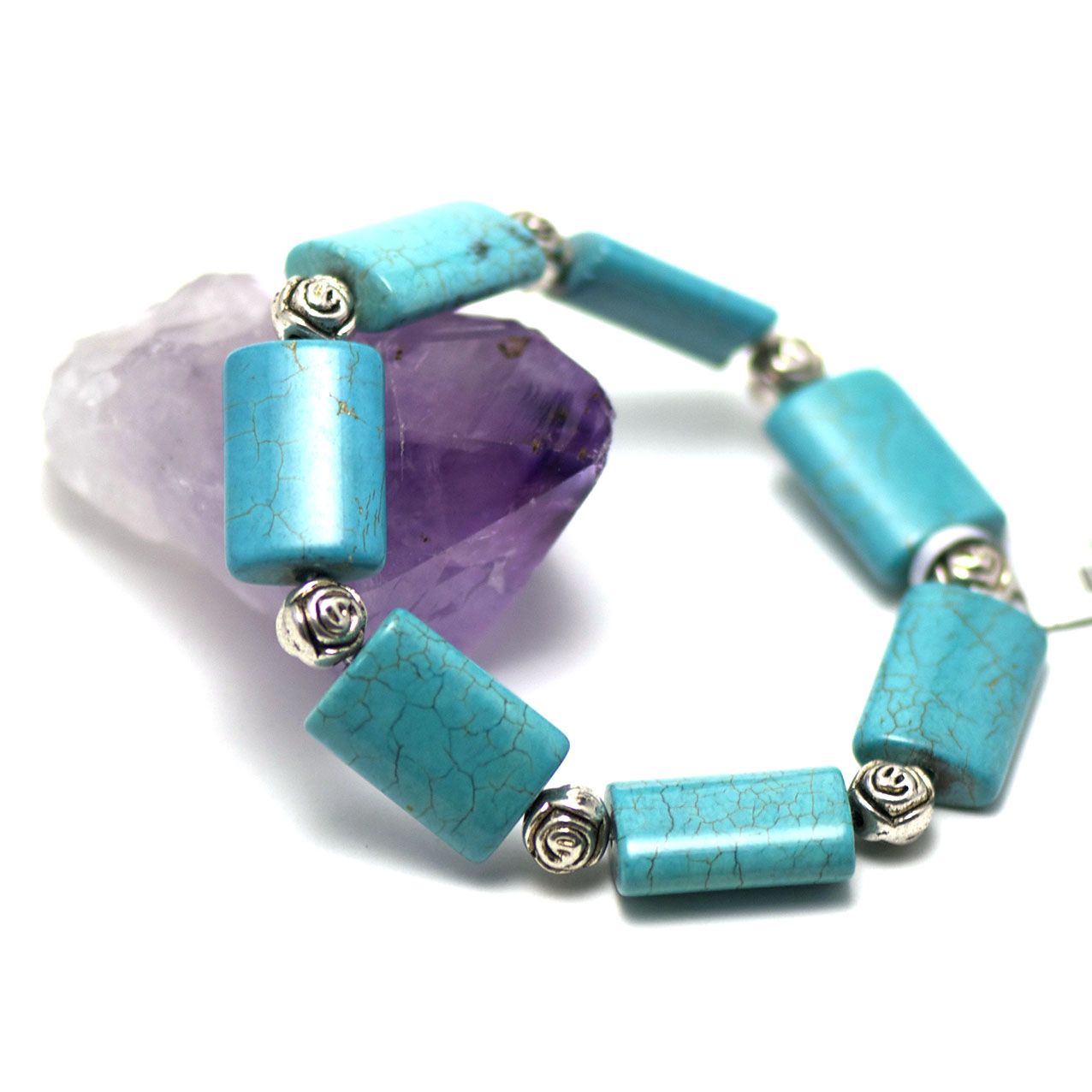 Apprêt rectangle bracelet en pierre naturelle de turquoise