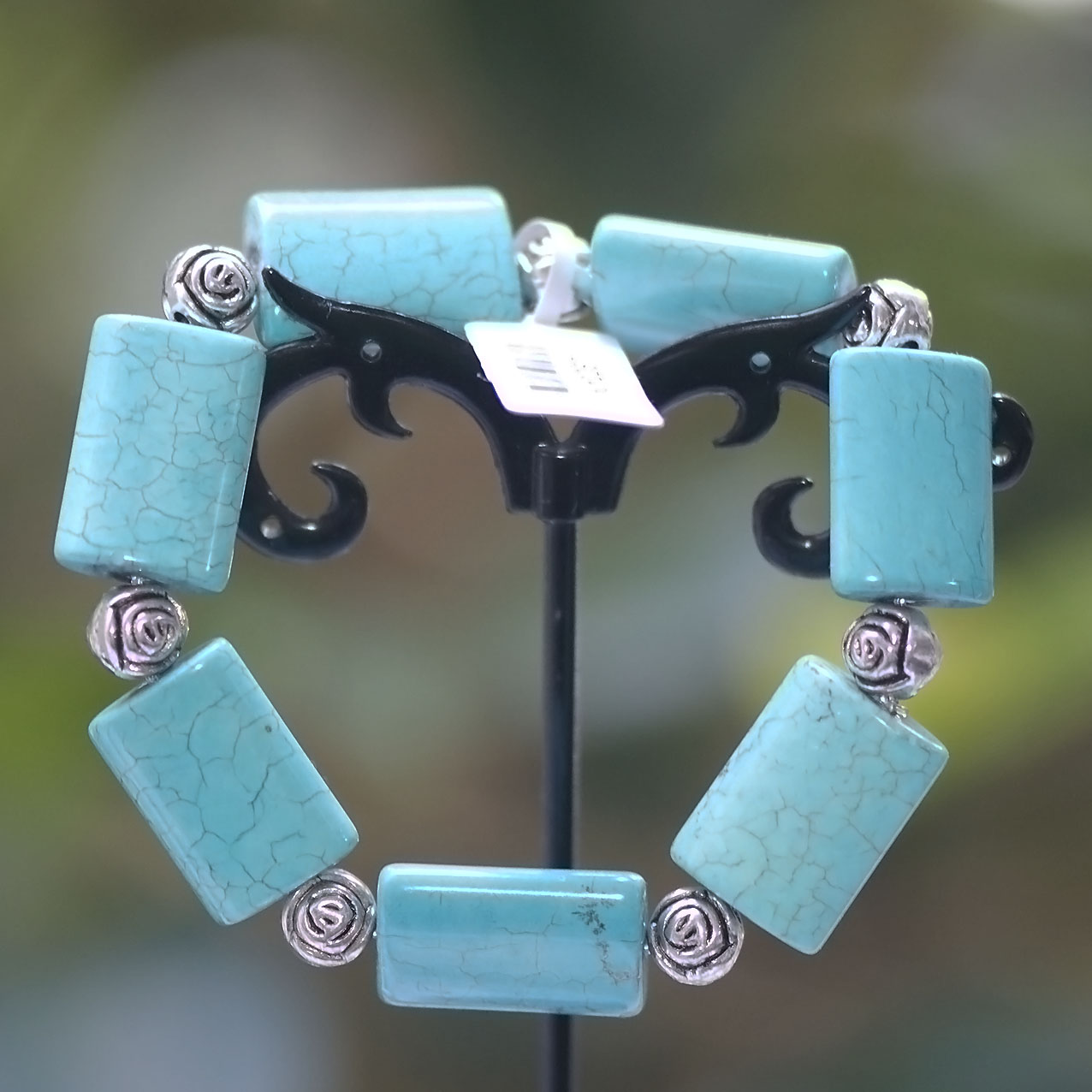 Apprêt rectangle 1 bracelet en pierre naturelle de turquoise