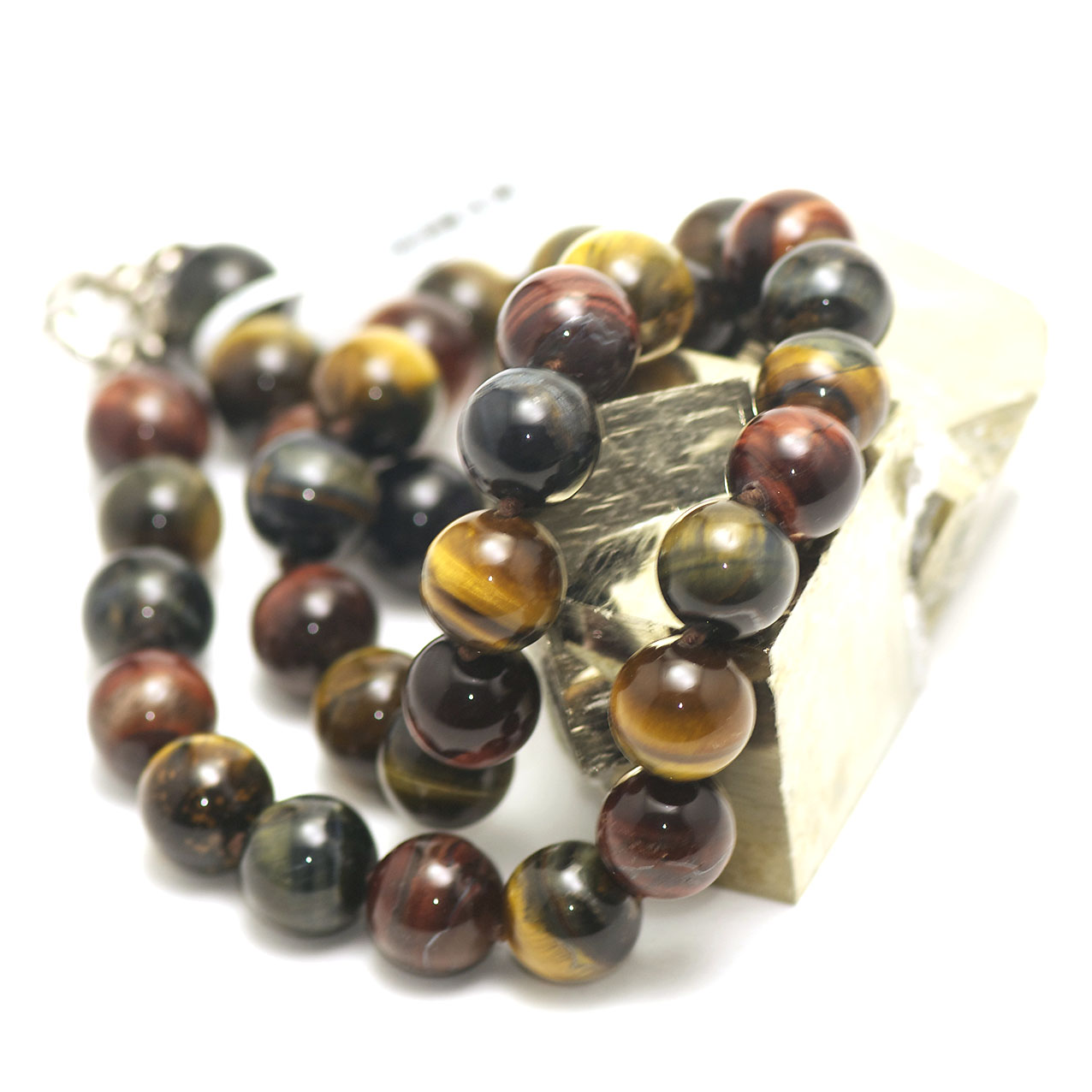 perle ronde 12mm Collier en pierre naturelle trois oeil