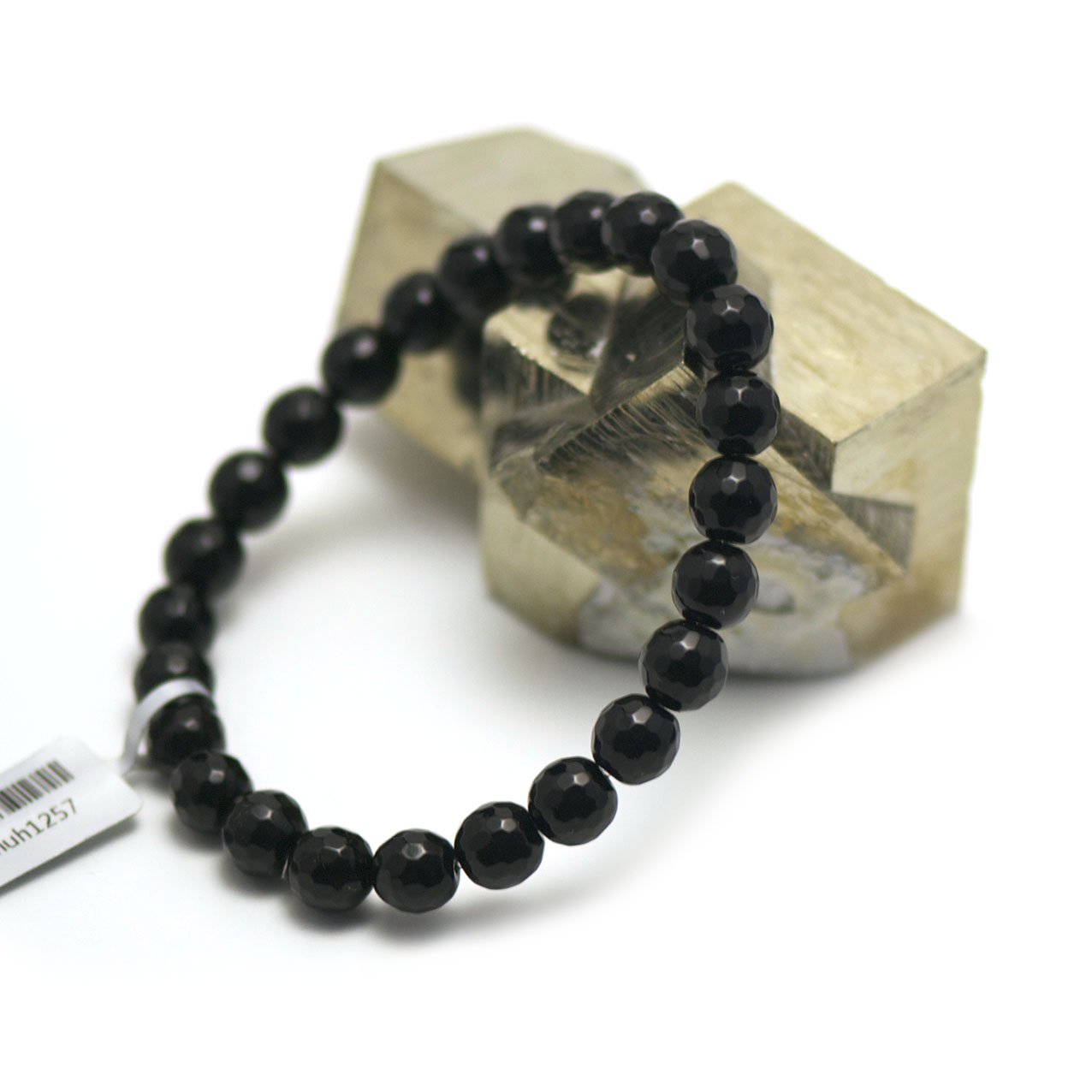 Perle ronde facettée 8 mm bracelet pierre neturelle onyx