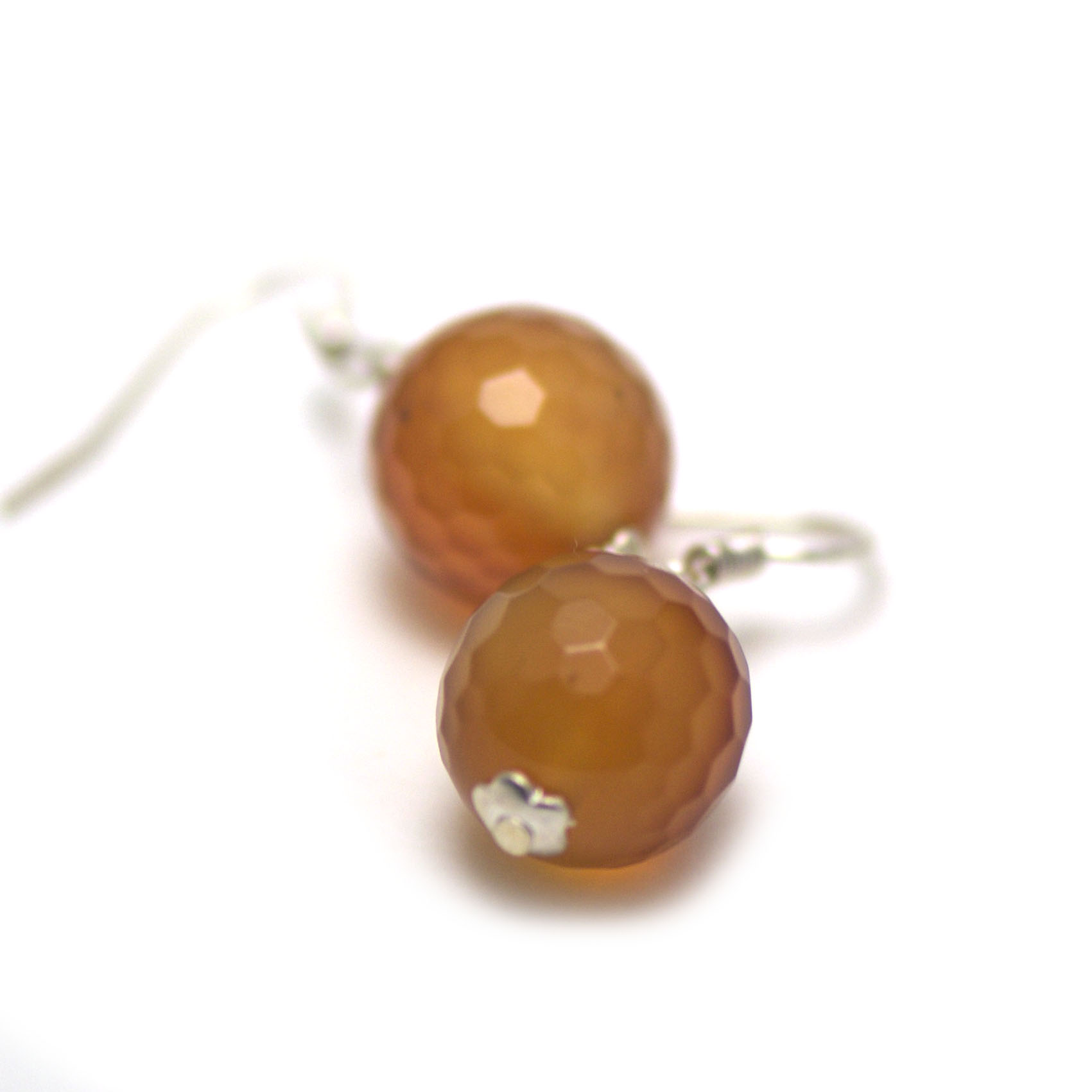 perle ronde facettée 12 mm boucle d'oreille en pierre naturelle de cornaline