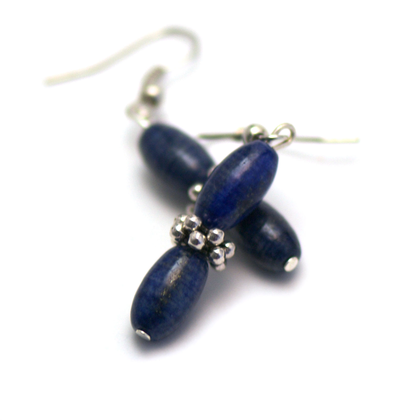 Apprêt double olive  boucle d'oreille pierre naturelle lapis lazuli
