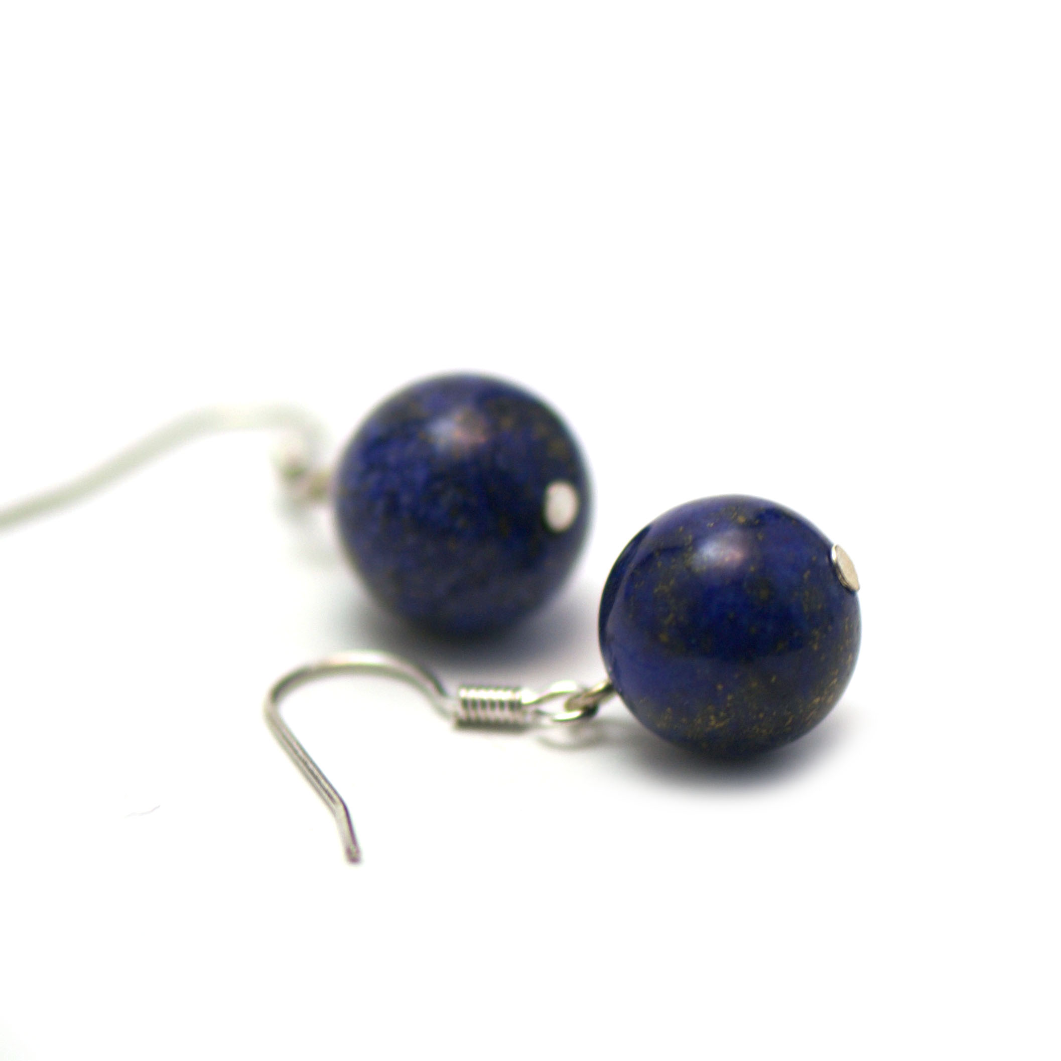 perle ronde 12 mm boucle d'oreille pierre naturelle lapis lazuli