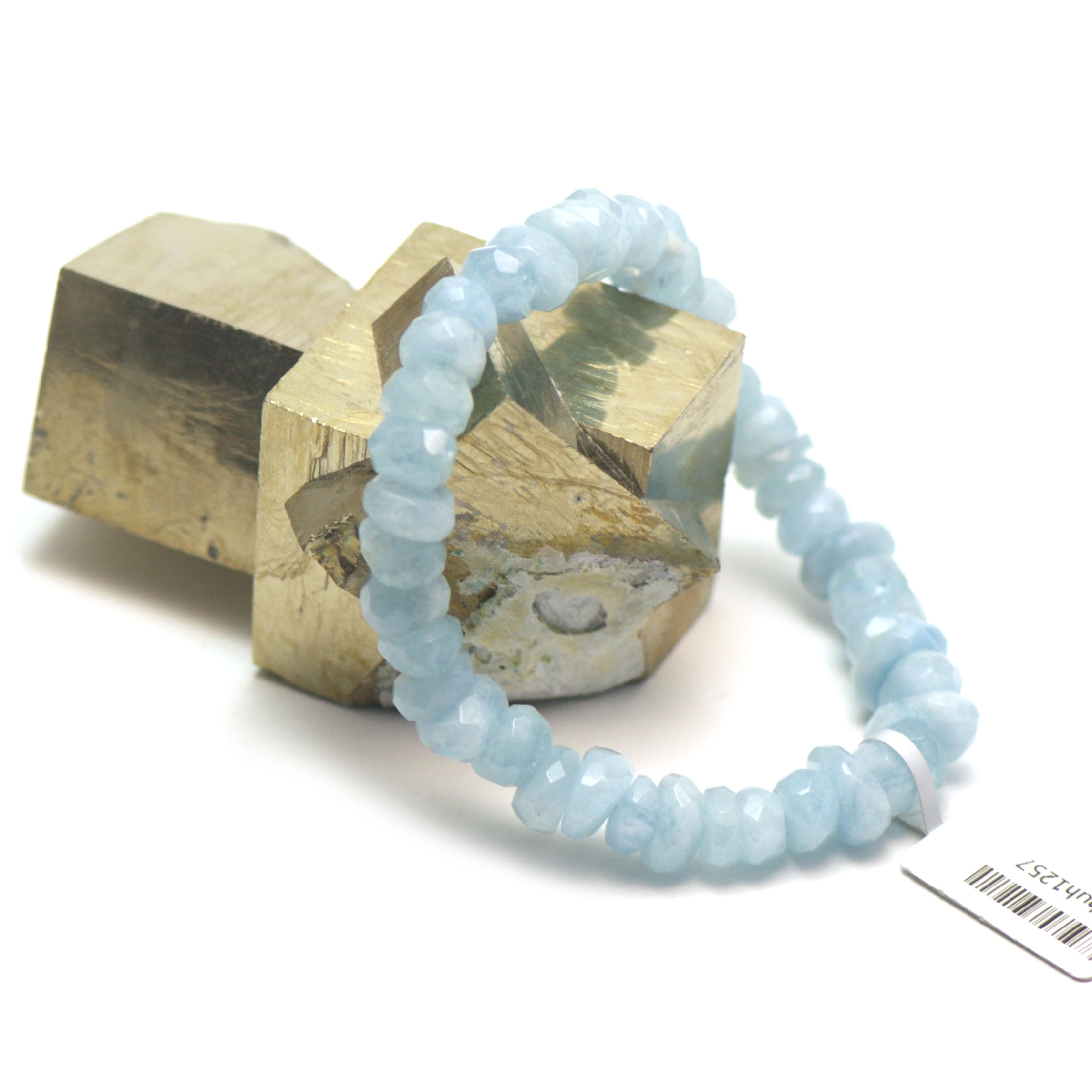 rondelle facettée bracelet en pierre naturelle d'aigue marine