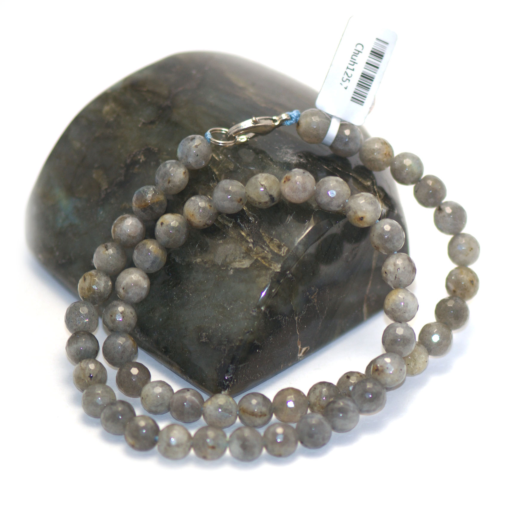 Ronde 8 mm facettée collier en pierre naturelle de labradorite