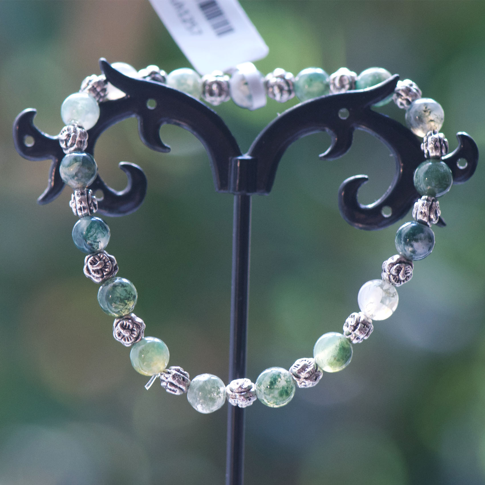 Apprêt perle ronde 6 mm 1 bracelet en pierre naturelle dagate mousse