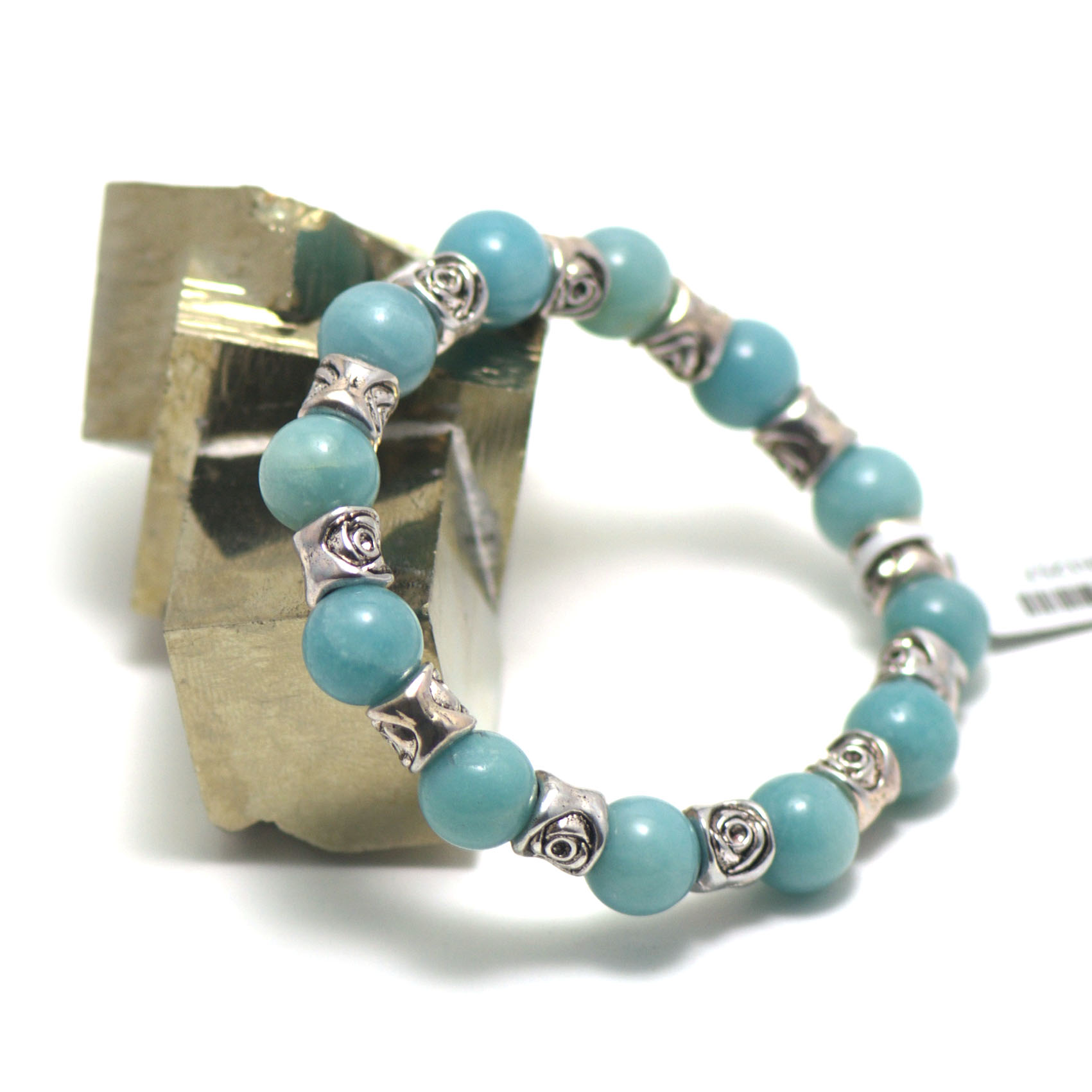 A ronde 10 mm bracelet pierre naturelle d'amazonite