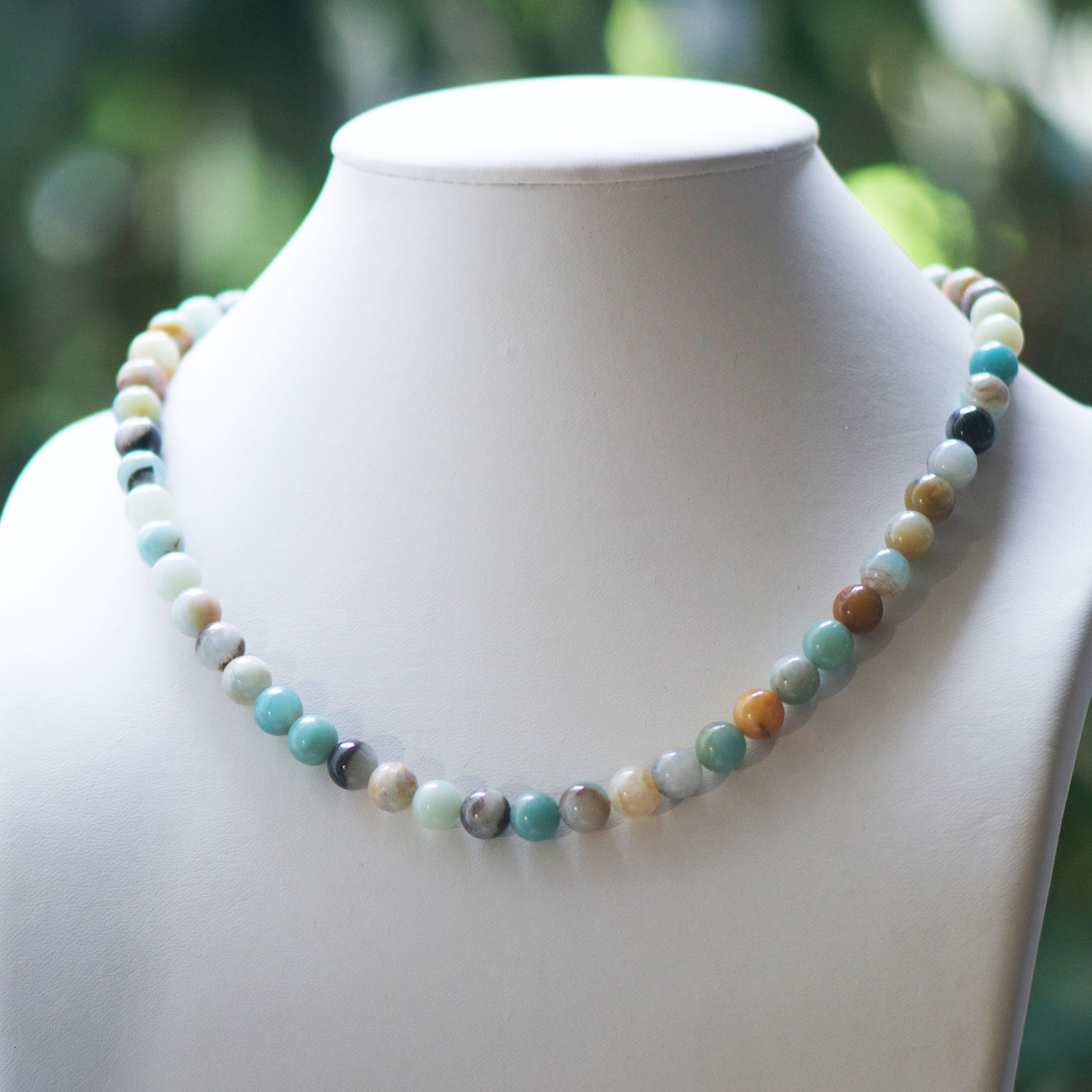 Ronde 8 mm 1 collier pierre naturelle amazonite