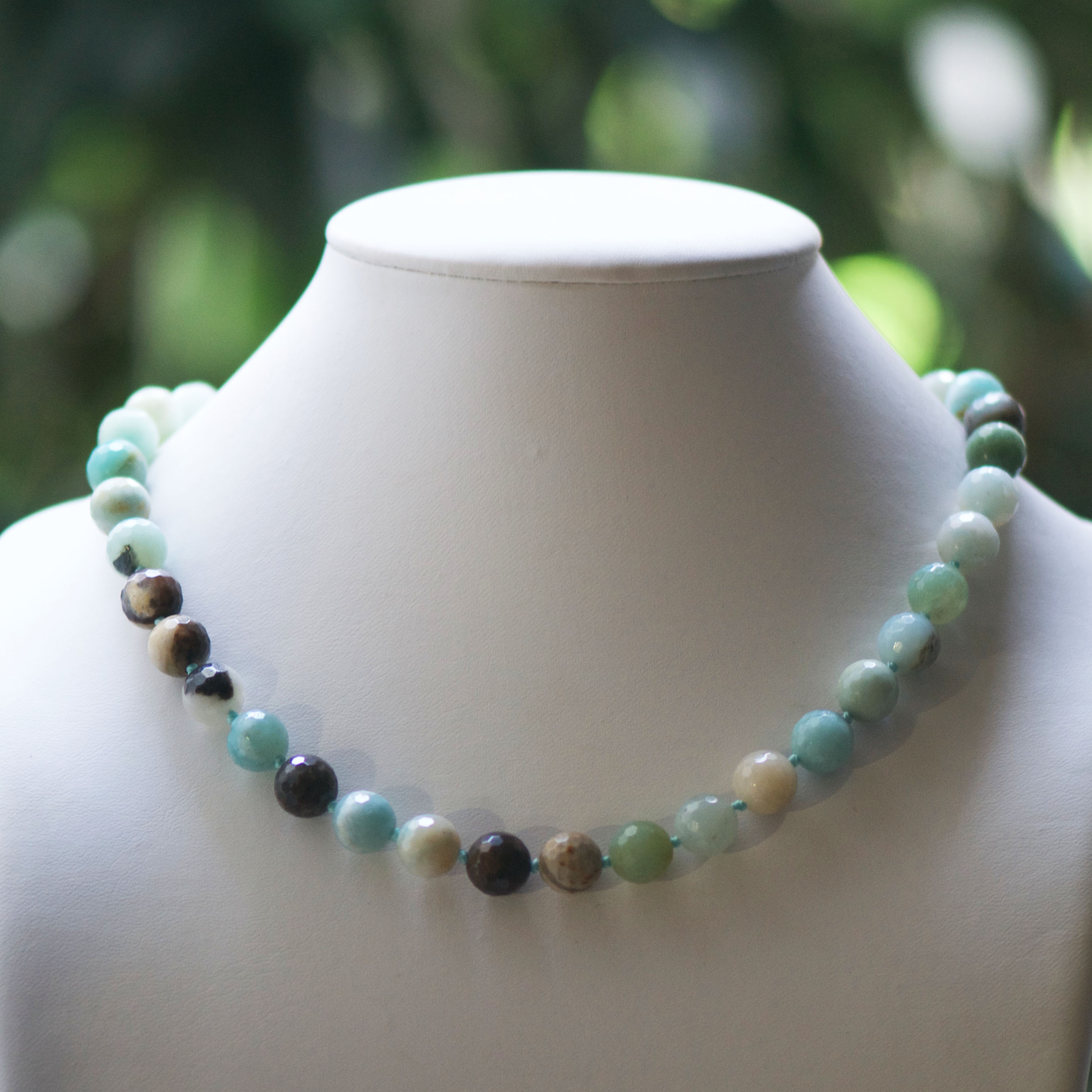 Ronde facettée 10 mm 1 collier pierre naturelle amazonite