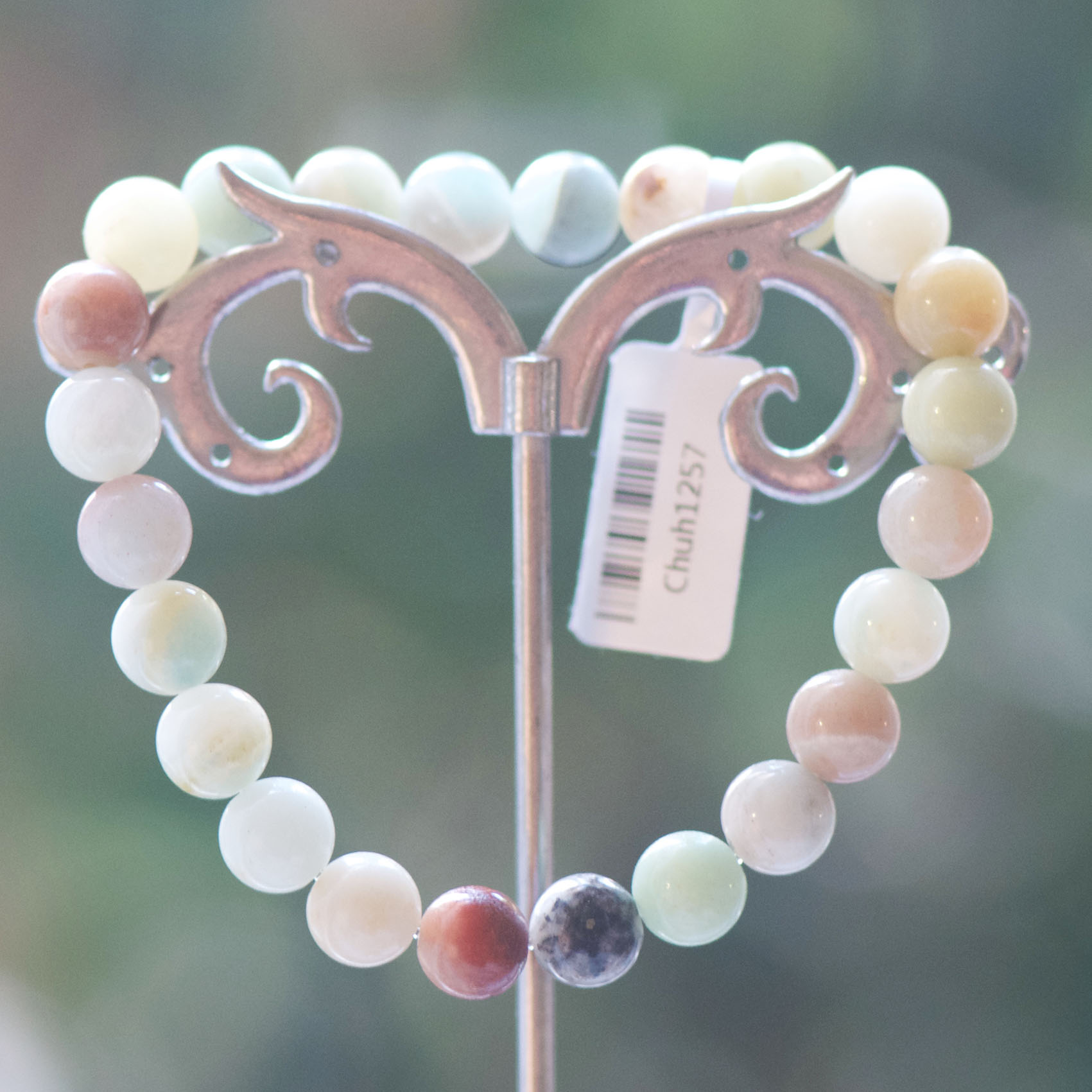 Perle ronde  8 mm 1 bracelet en pierre naturelle damazonite brut