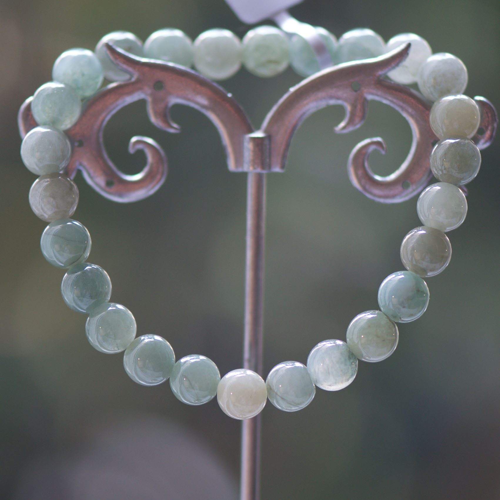ronde 8 mm vert foncé 1 bracelet pierre naturelle de jade