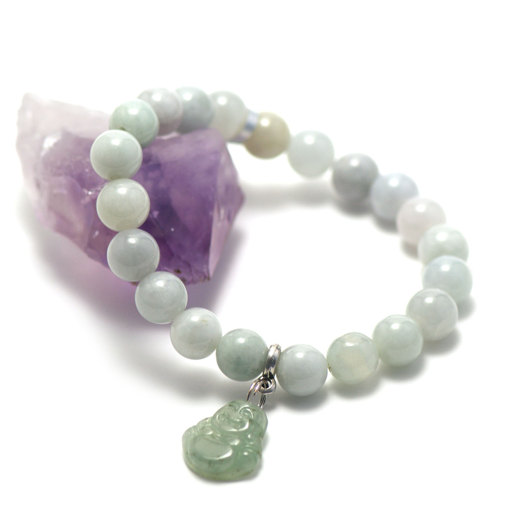 pendentif boudha 10 mm bracelet pierre naturelle de jade