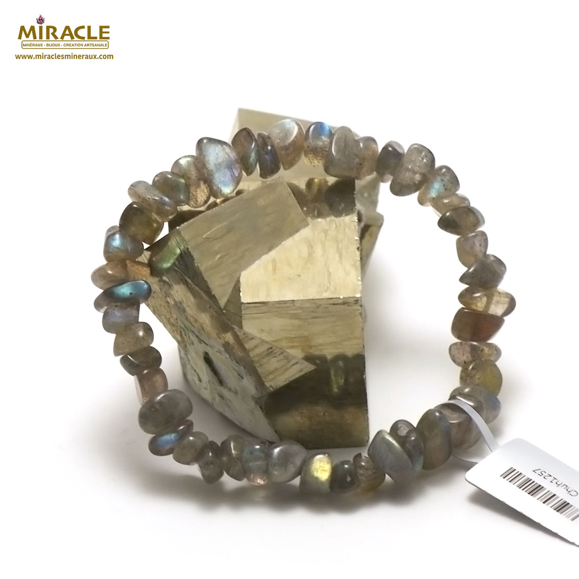 grand chips  bracelet en pierre naturelle de labradorite