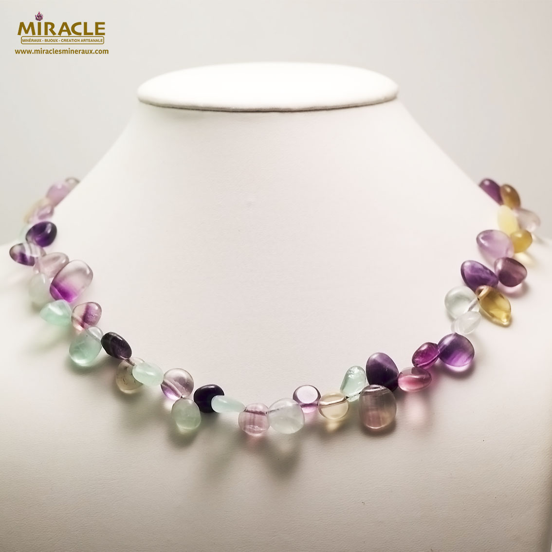 Ts baroque collier en pierre naturelle de fluorite