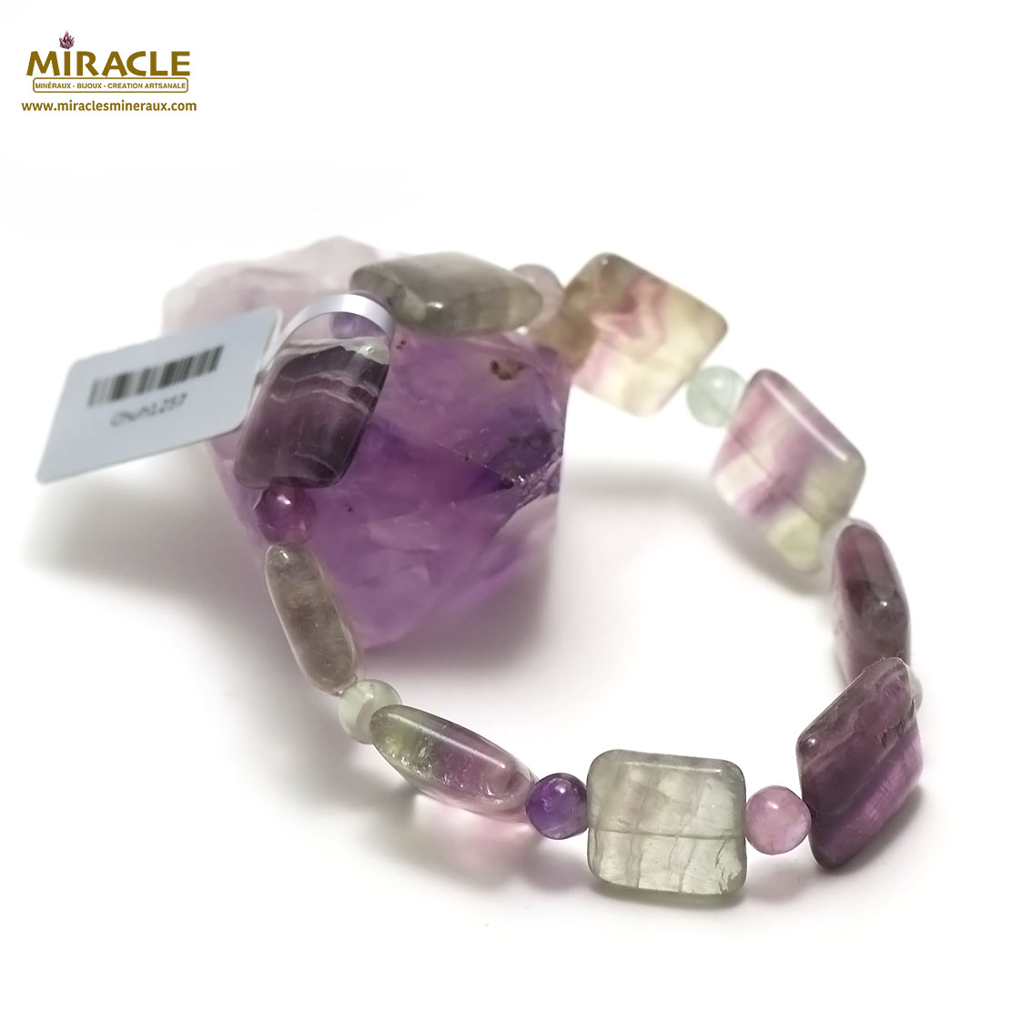 001 carrée ronde 6 mm bracelet en pierre naturelle de fluorite