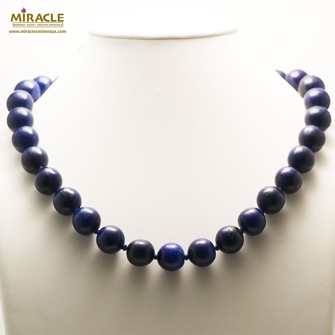 perle ronde 14 mm 1 collier en pierre naturelle de lapis lazuli