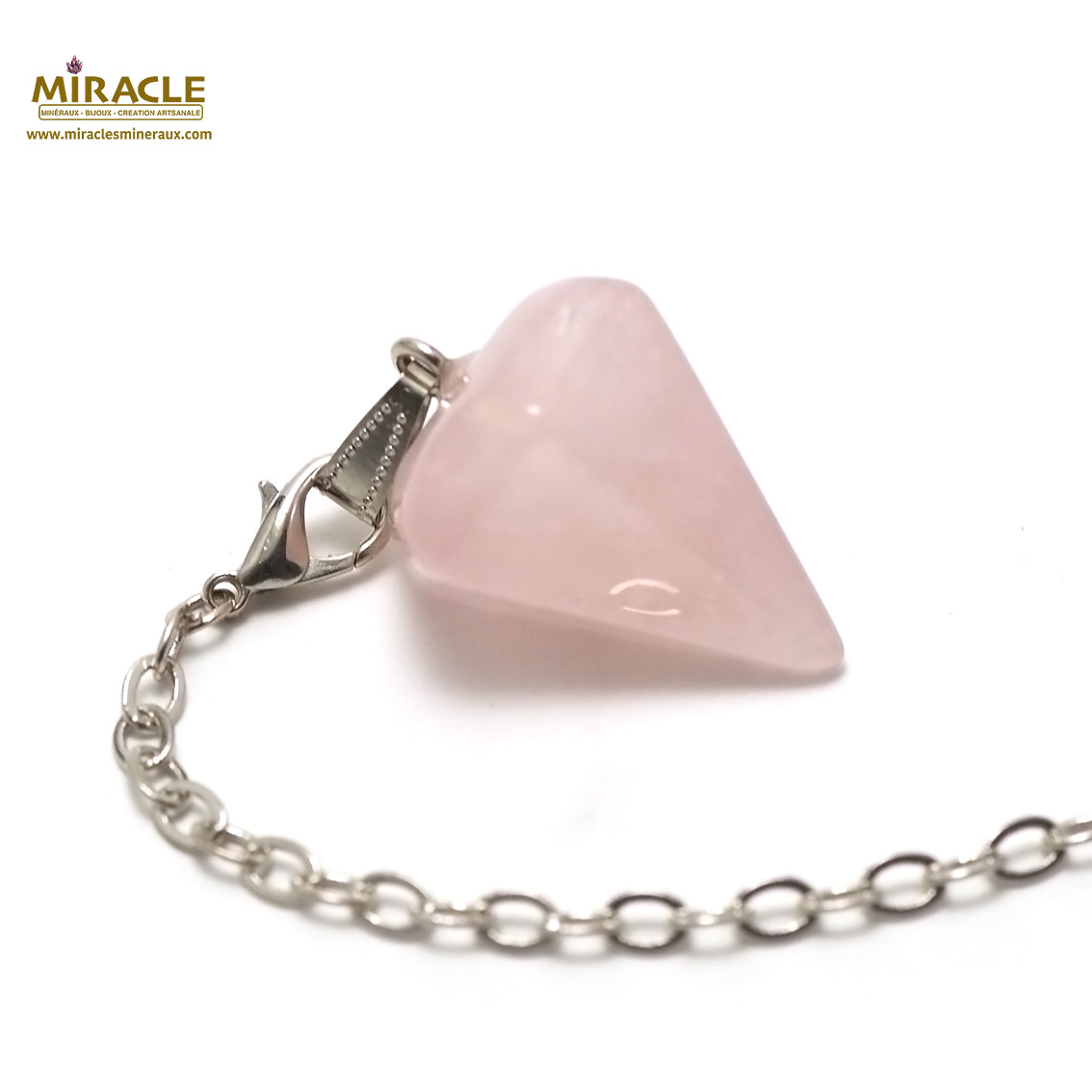 grand cône 34 mm x 24 mm quartz rose