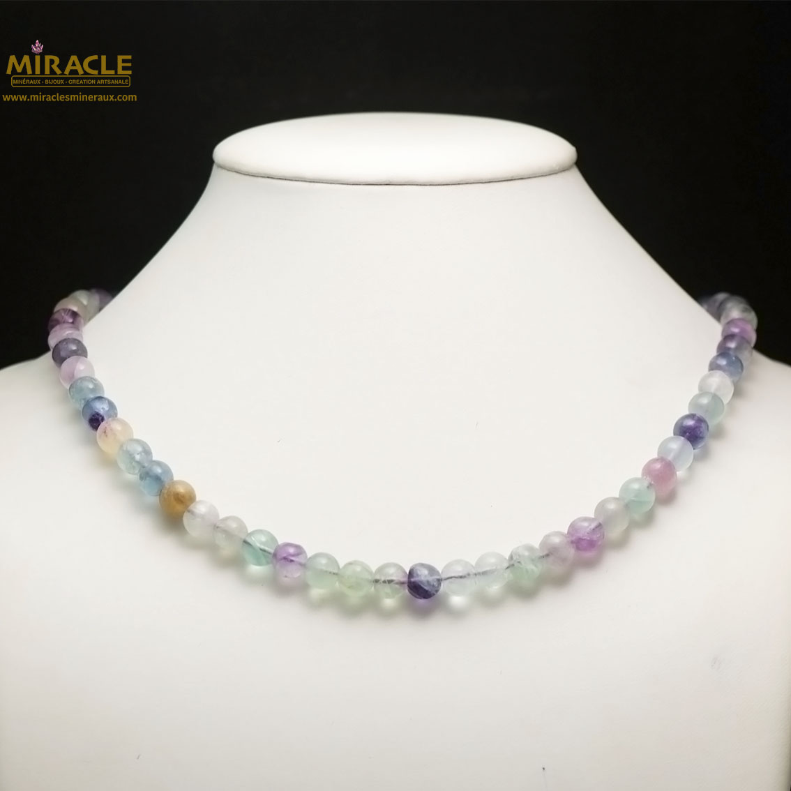 ronde 8 mm collier en pierre naturelle de fluorite