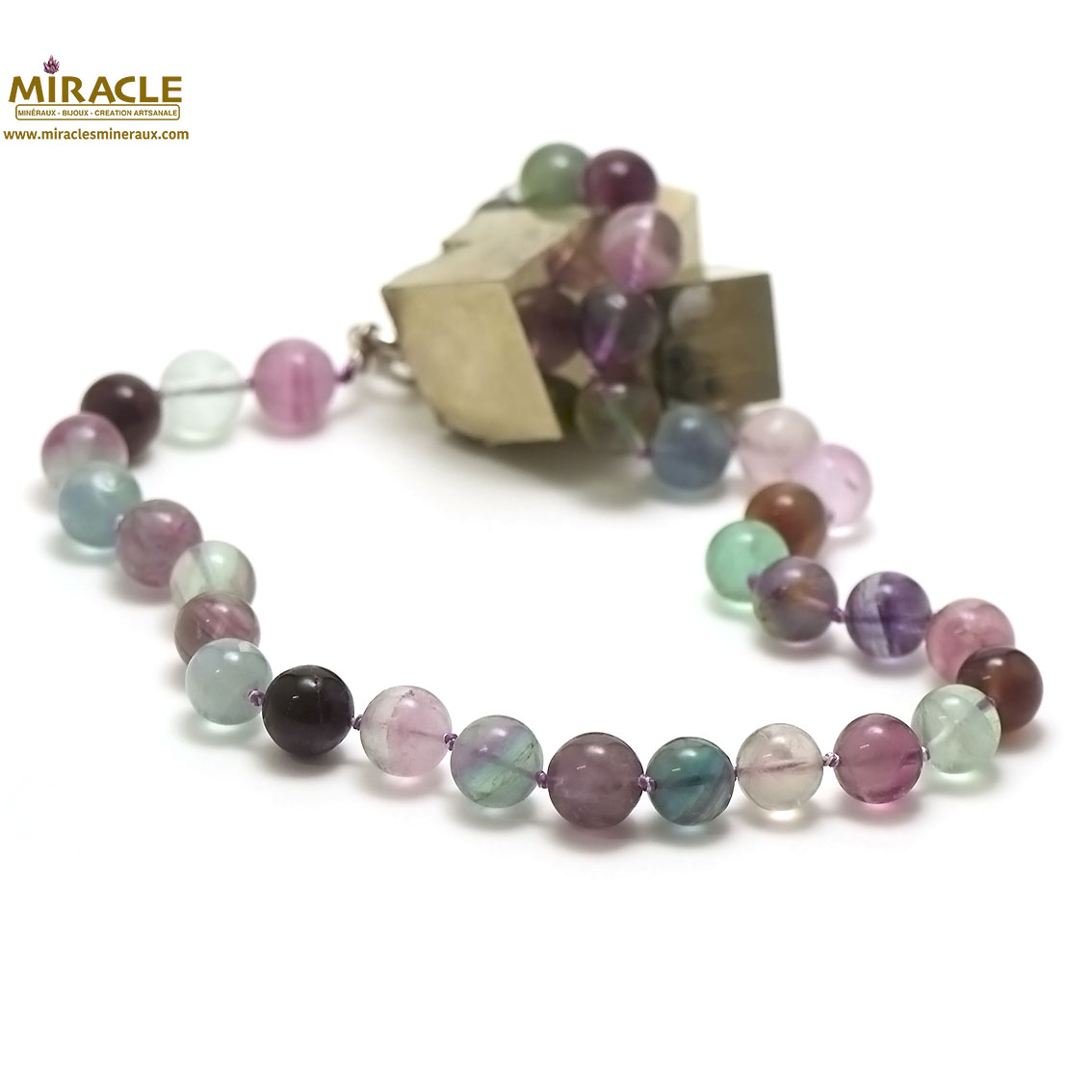 ronde 14 mm 1 collier en pierre naturelle de fluorite