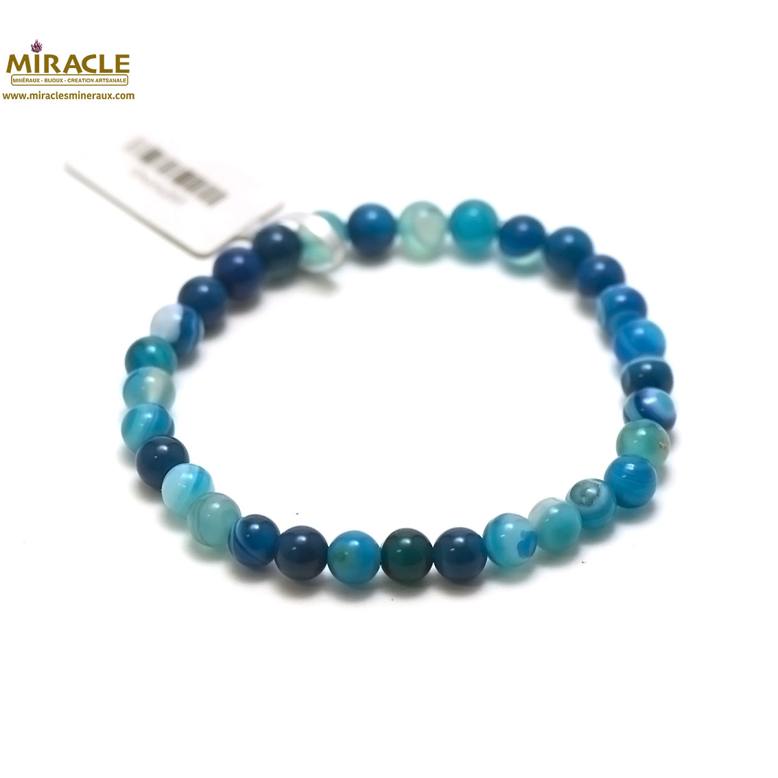 bleu 6 mm bracelet en pierre naturelle dagate