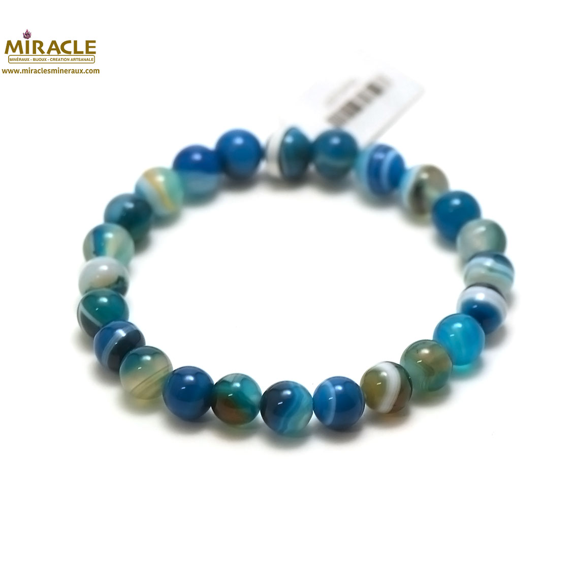 bleu 8 mm bracelet en pierre naturelle dagate
