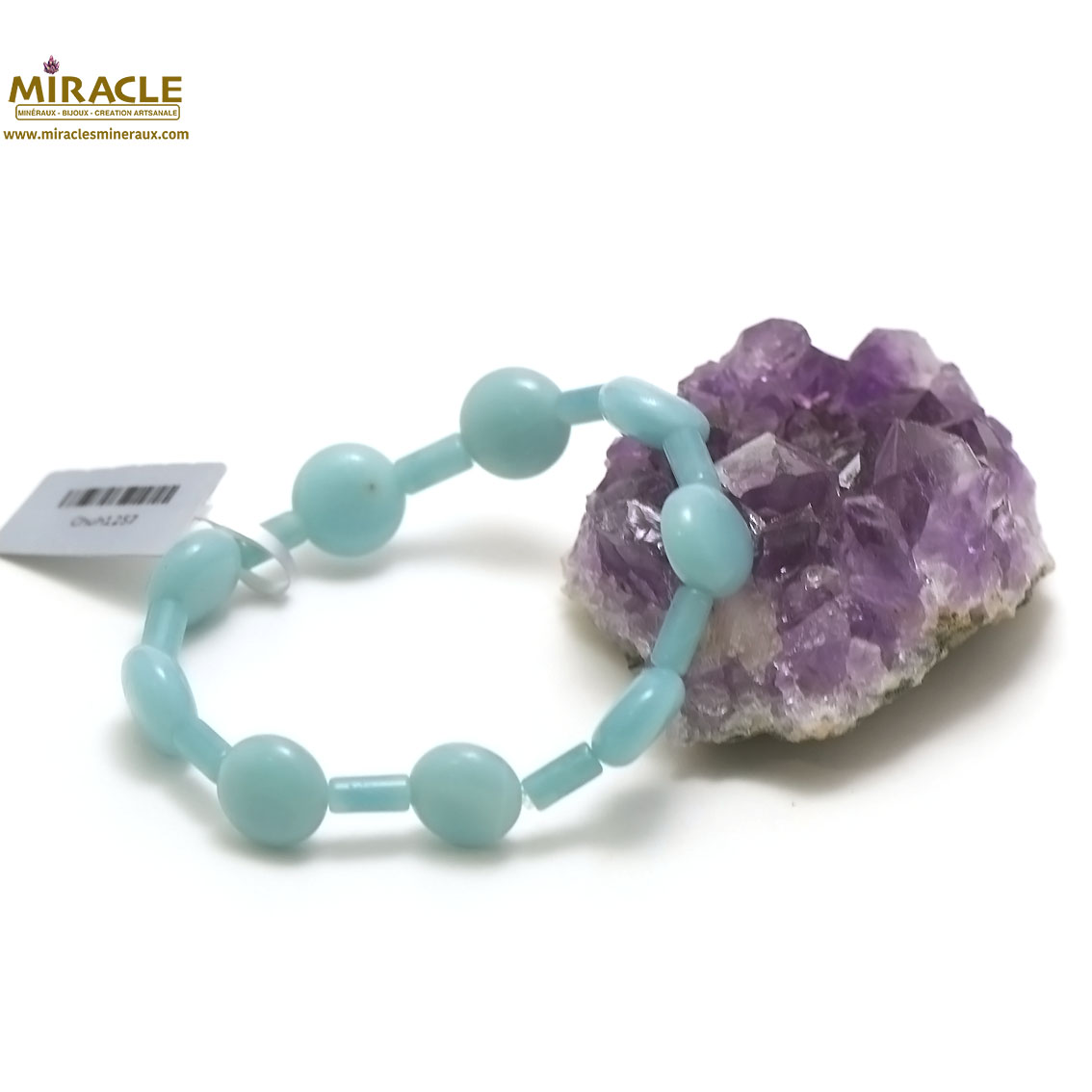 F palet rond-tube  bracelet pierre naturelle d'amazonite