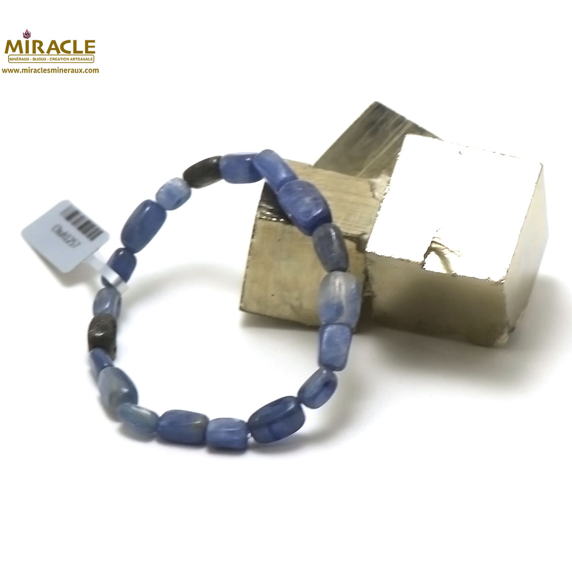 F galet tube 1 bracelet en pierre naturelle de cyanite