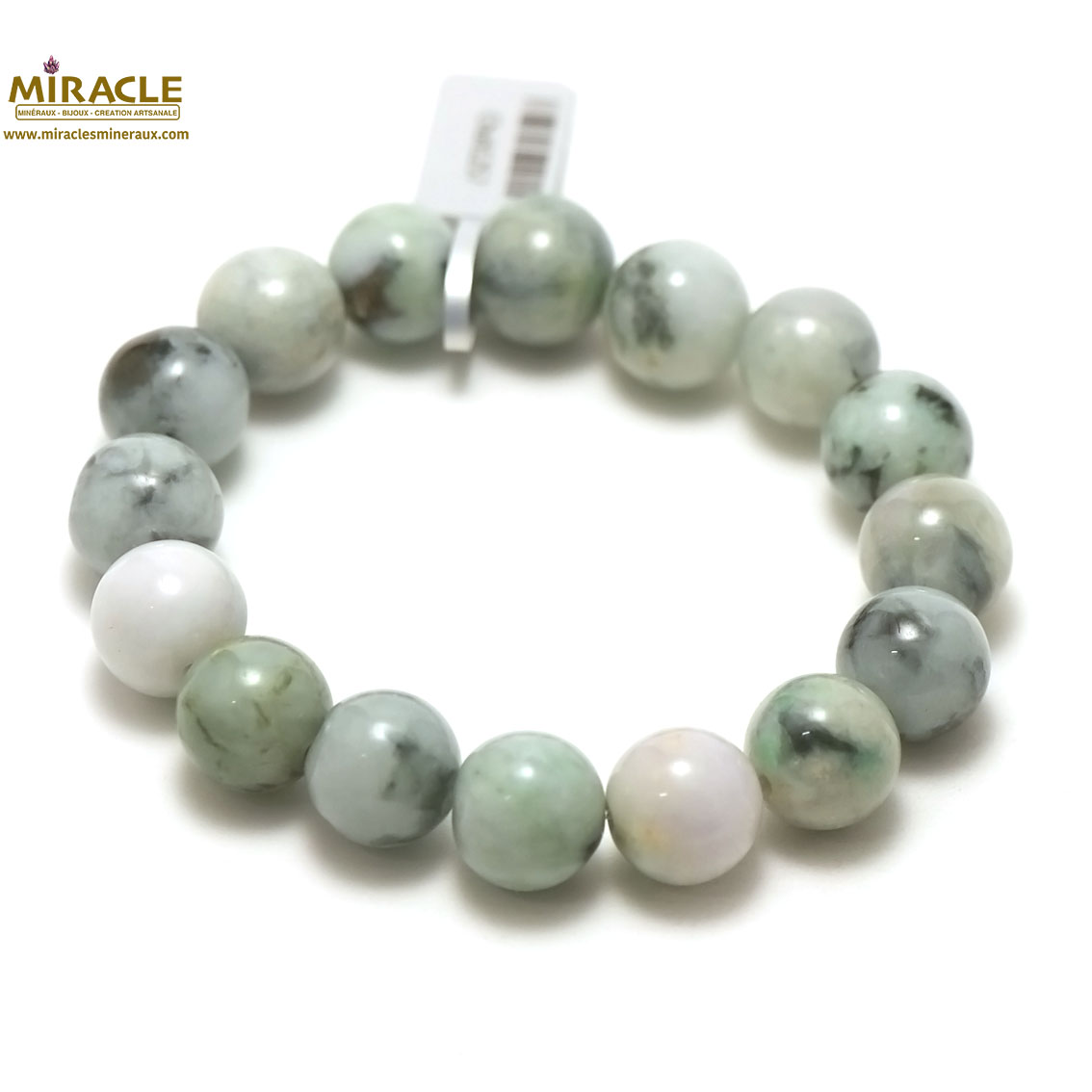 ronde 13 mm marbré bracelet pierre naturelle de jade