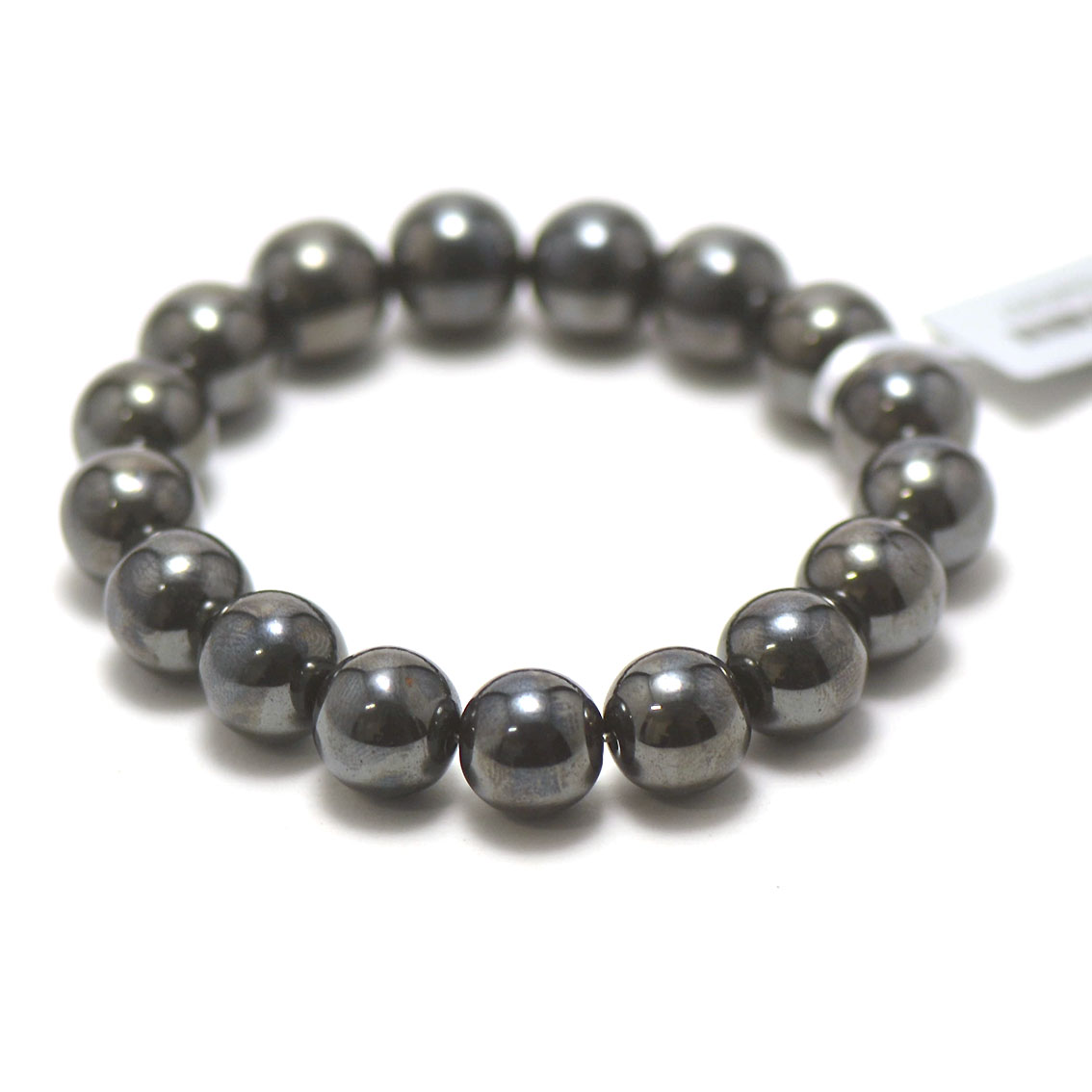 Bracelet perles en pierres naturelles hématite 6mm avec perle de corail