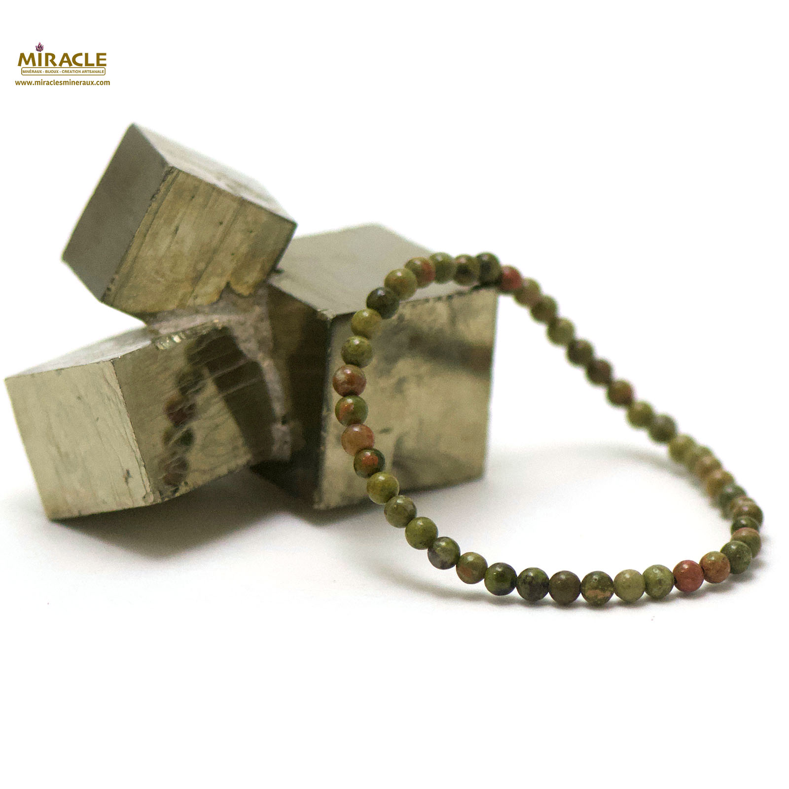 Ronde 4 mm bracelet en pierre naturelle d'unakite