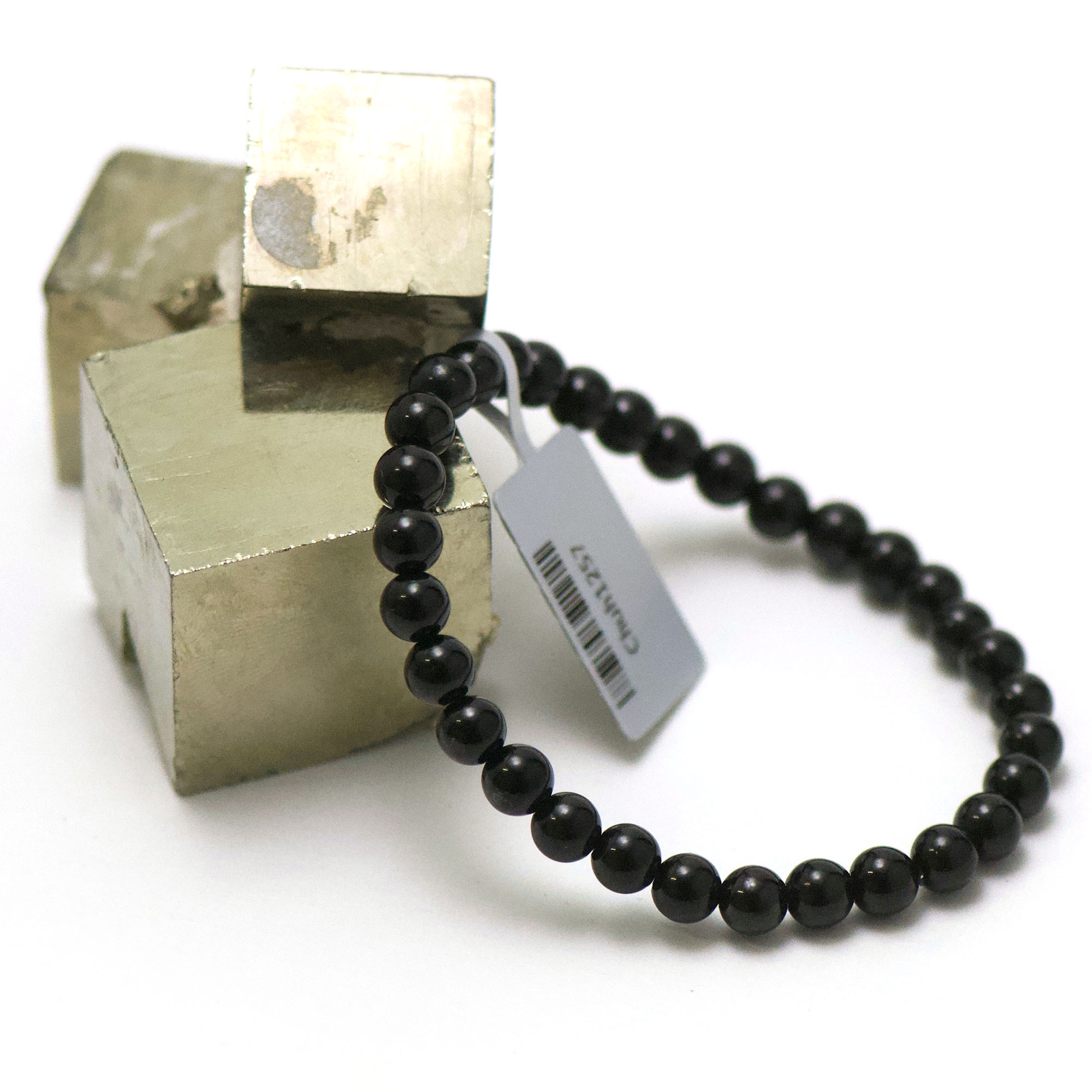 bracelet tourmaline noir, perle ronde 6 mm