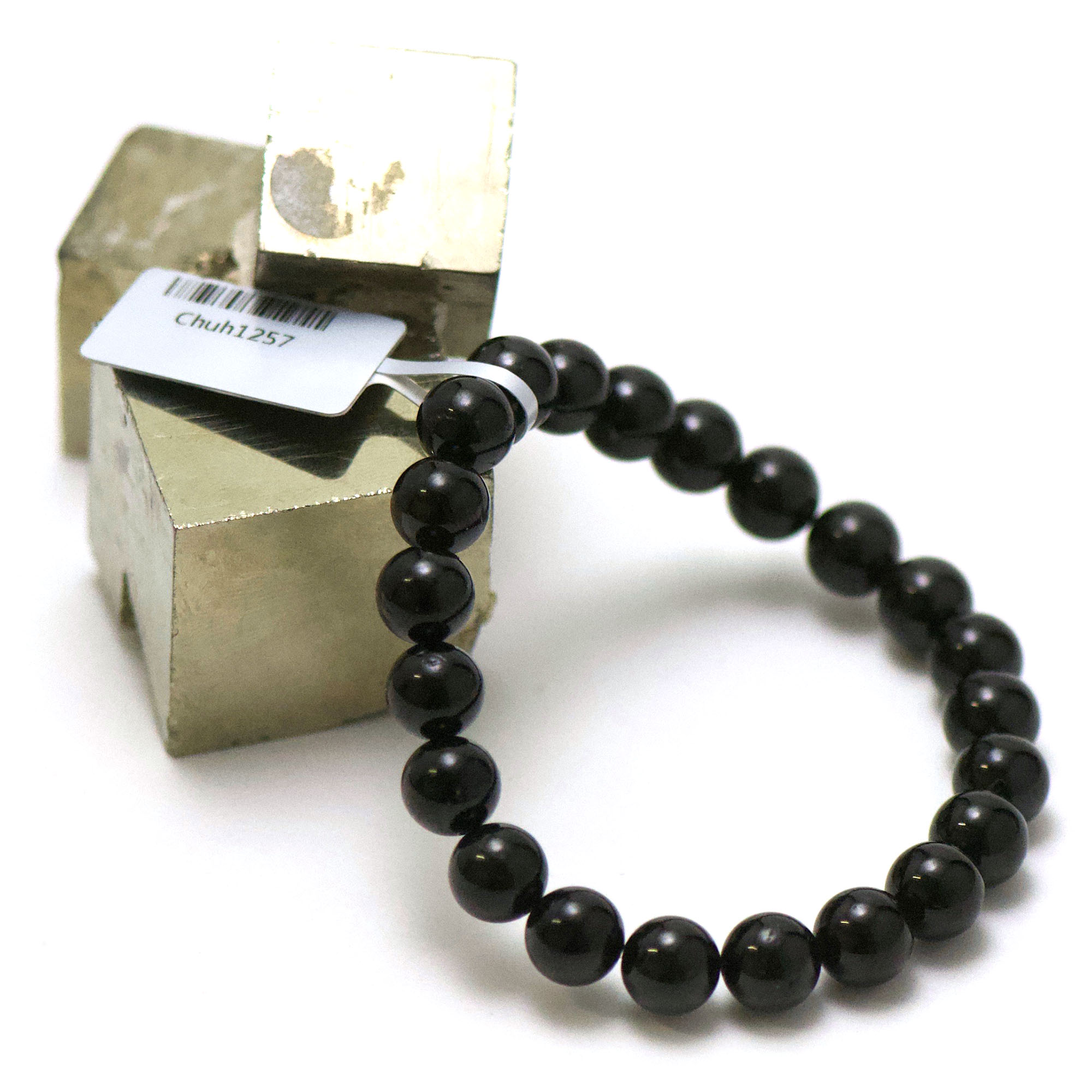ronde 8 mm 1 bracelet en pierre naturelle de tourmaline noir