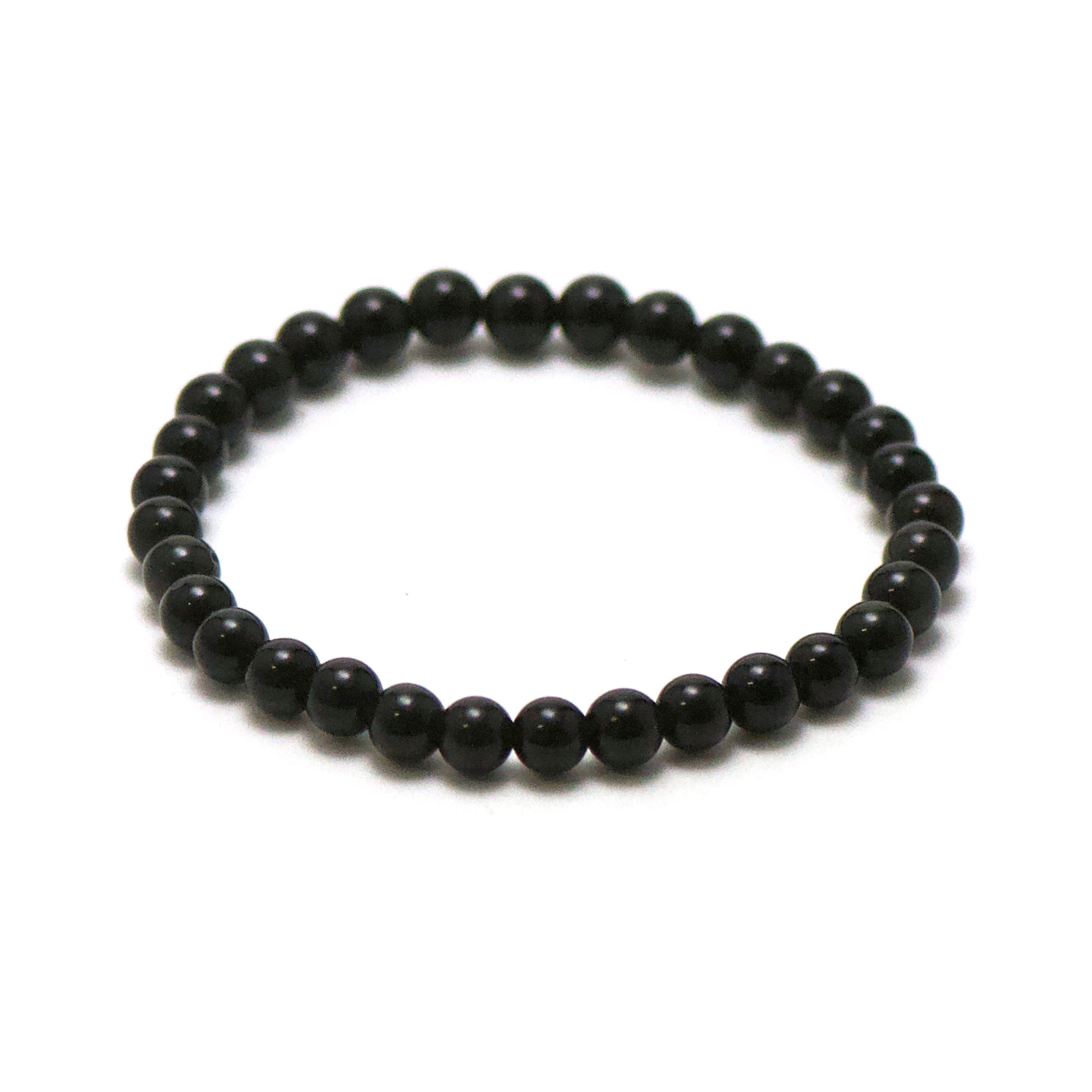 ronde 6 mm bracelet en pierre naturelle dobsidienne noir