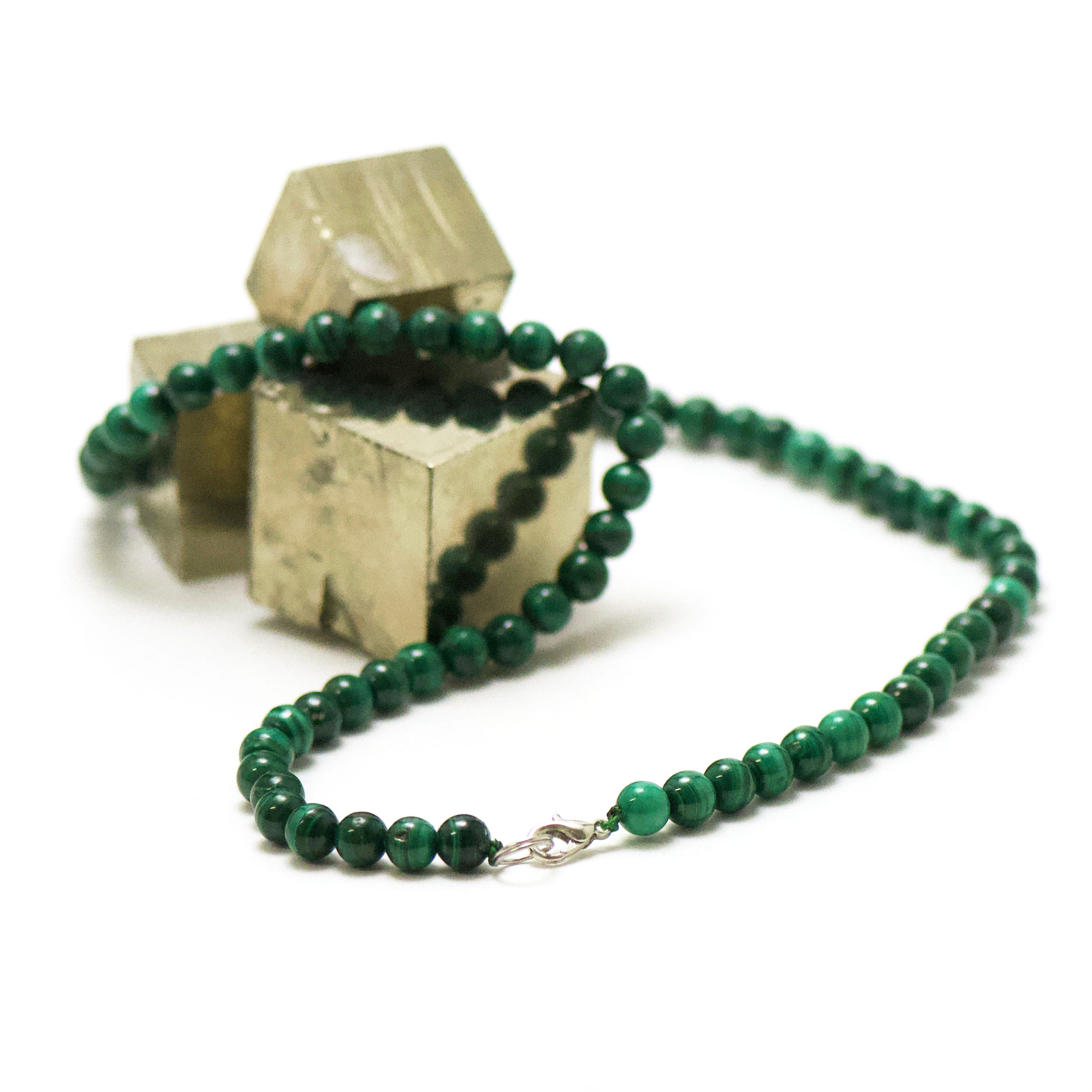 collier malachite AAA perle ronde 6 mm