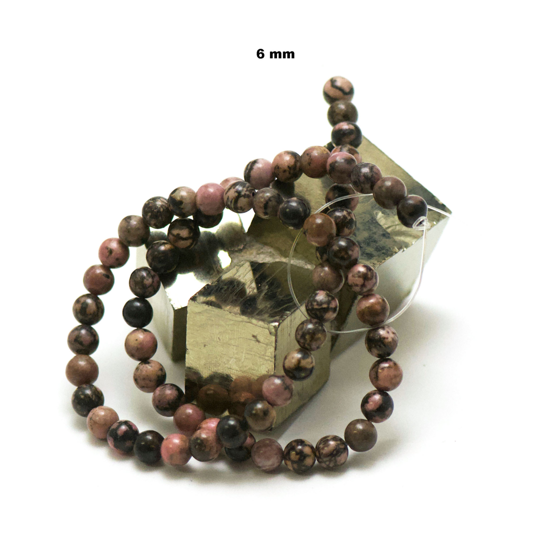 SUNNYCLUE 200 pièces 6mm Perles de Rhodonite Perles de Pierre Rondes