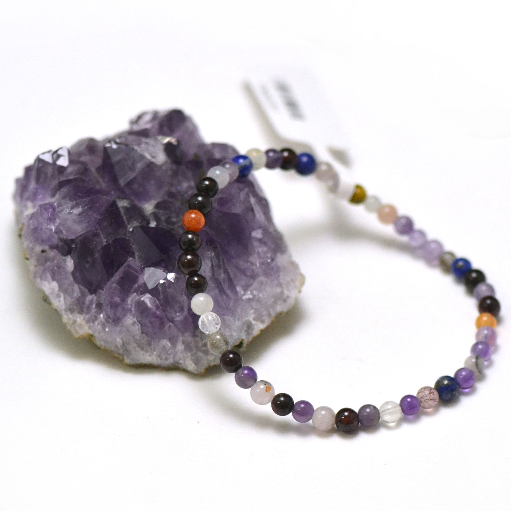 Miracles Minéraux Bracciale In Pietre Naturali – Perle Da 4 Mm, Creazione Artigianale Francese, Elastico Resistente, 40 Varietà