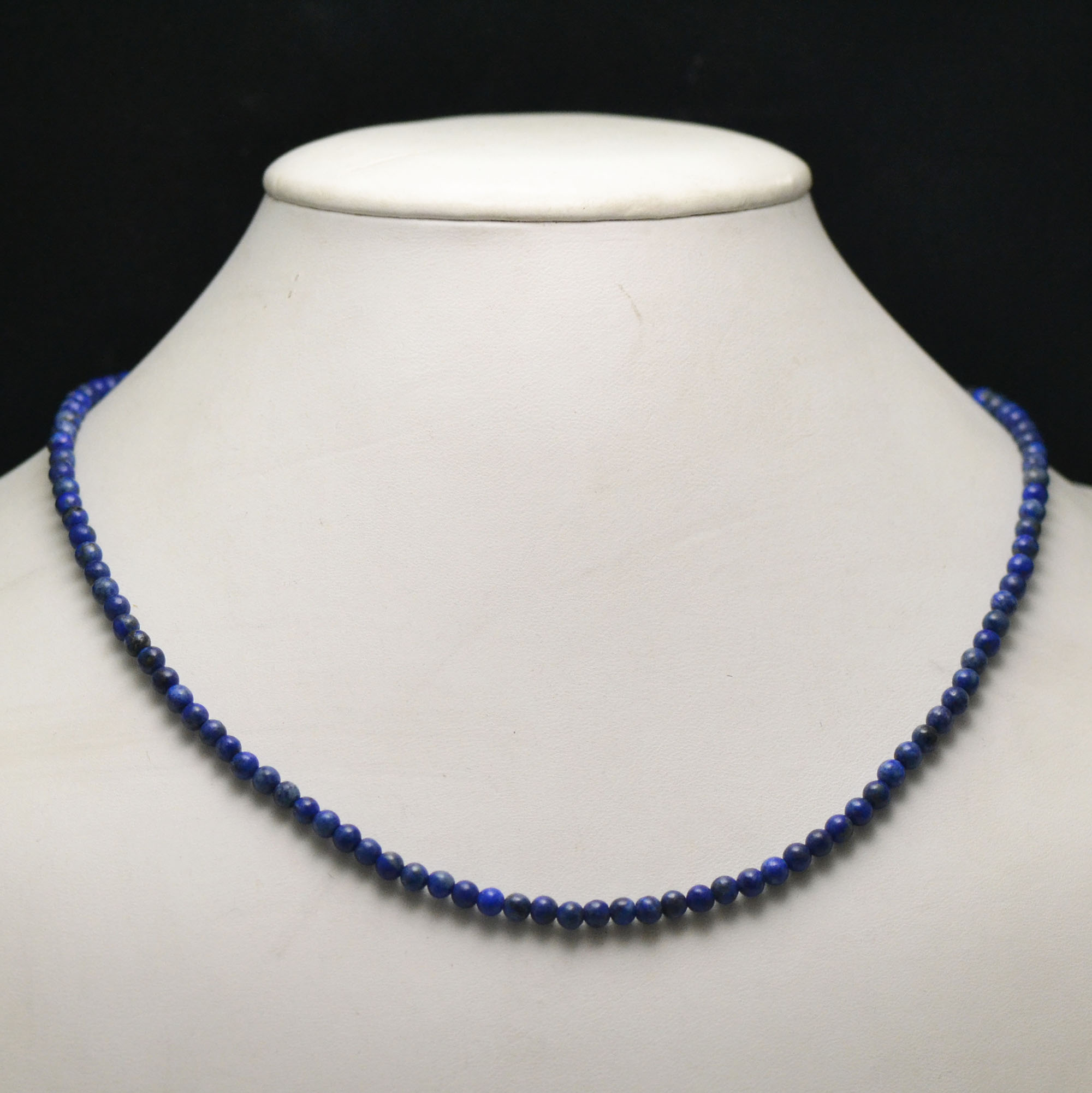 perle ronde 4 mm 1 collier en pierre naturelle de lapis lazuli