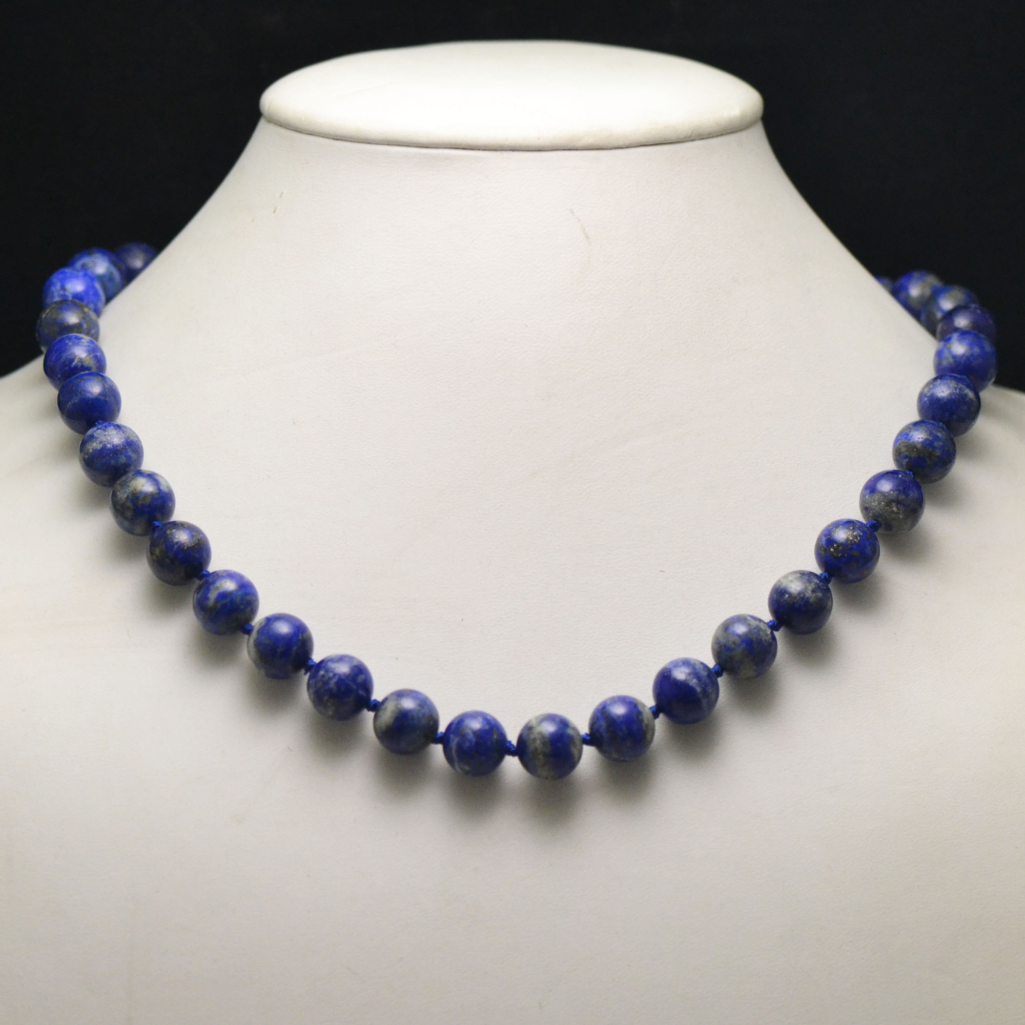 perle ronde 10 mm collier en pierre naturelle de lapis lazuli