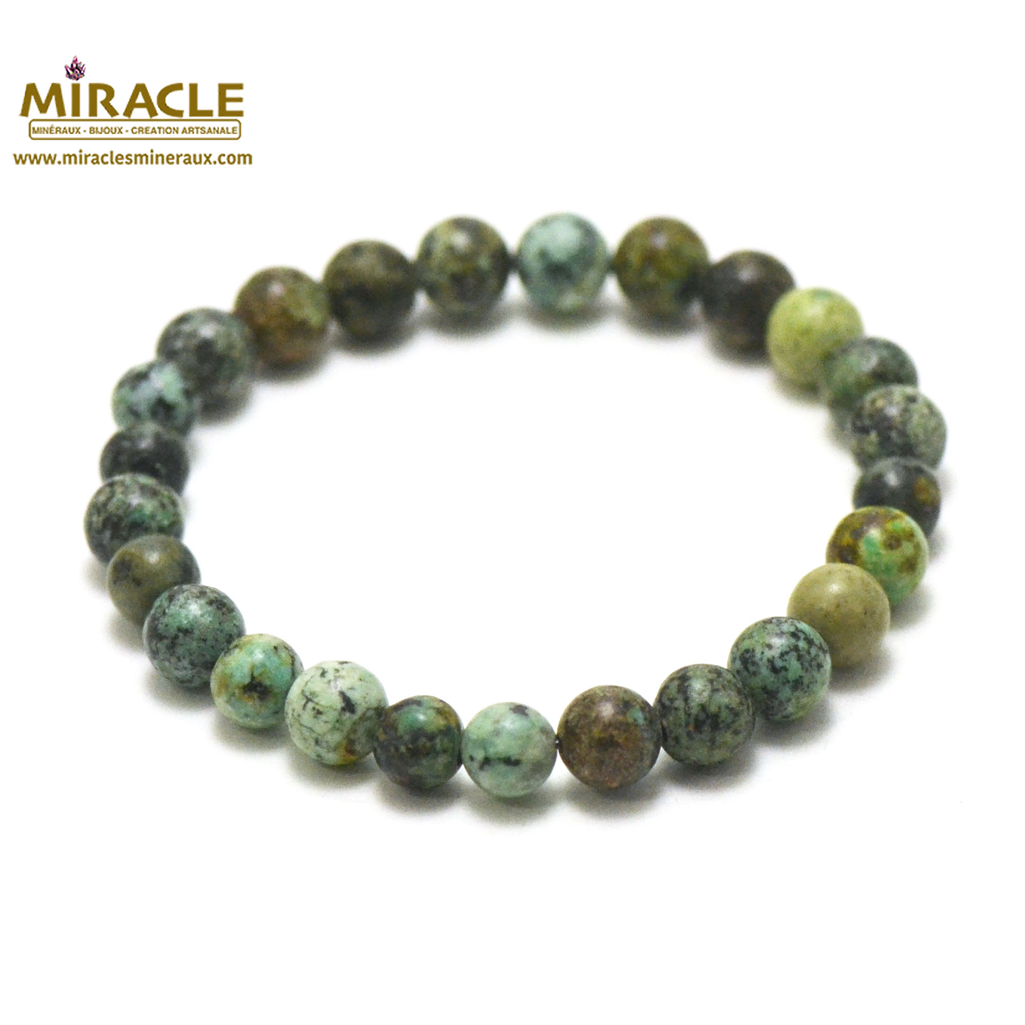 ronde 8 mm bracelet en pierre naturelle de turquoise dafrique