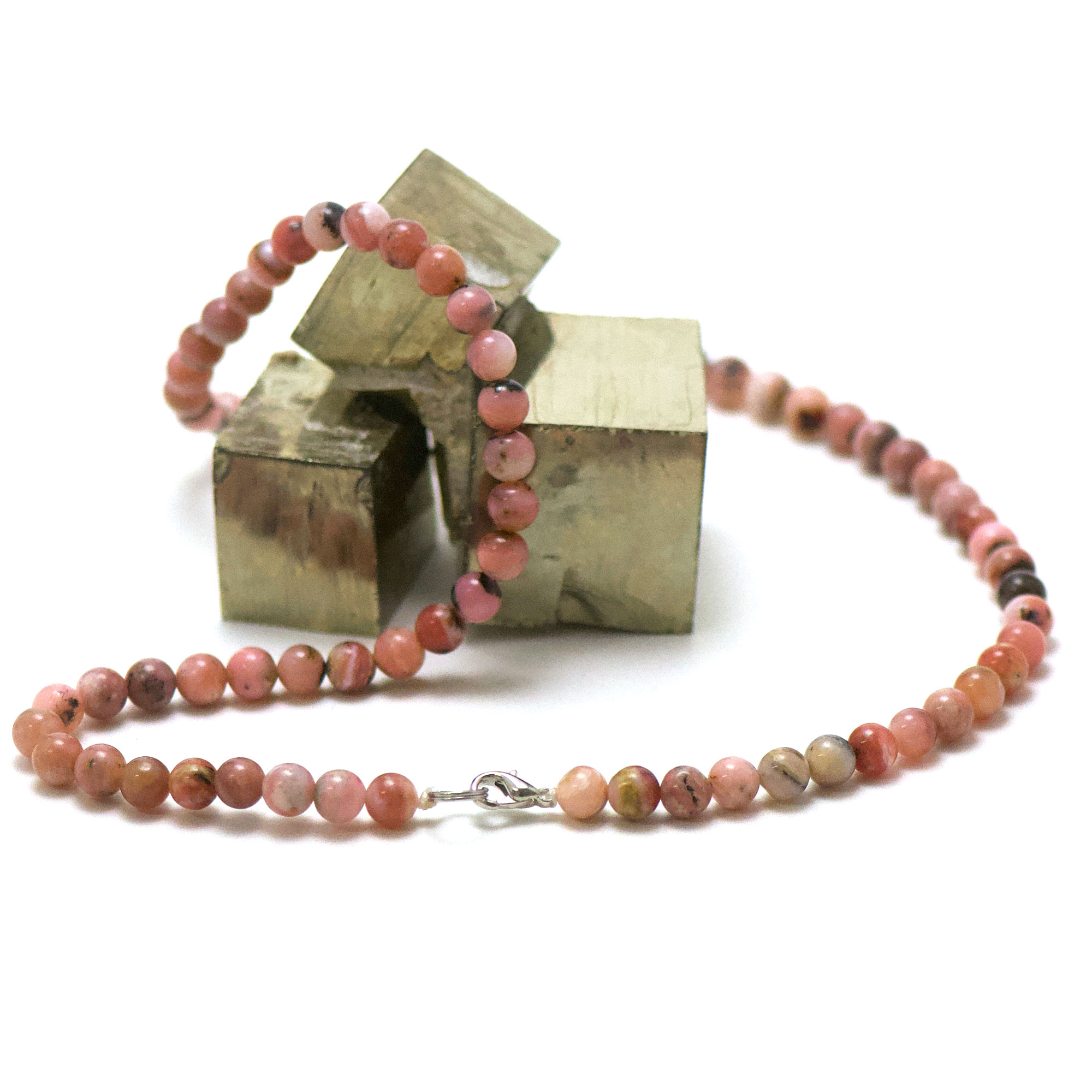 ronde 6 mm 1 collier en pierre naturelle de rodhonite