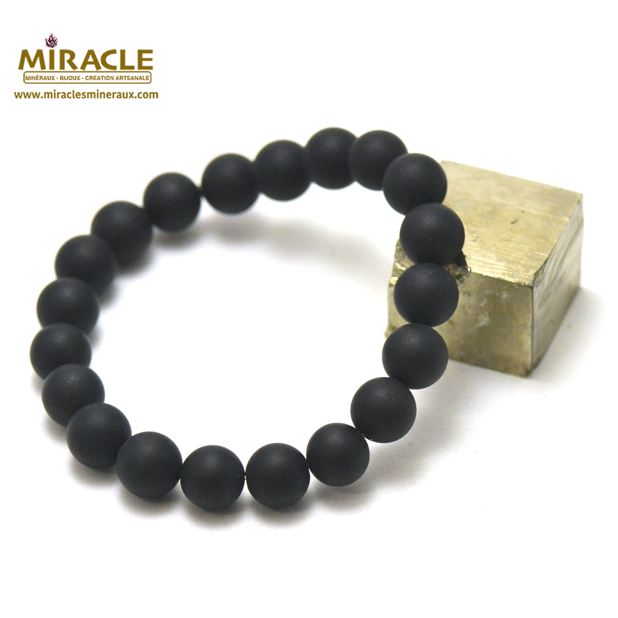ronde 10 mm 1 bracelet en pierre naturelle d'onyx givré mat