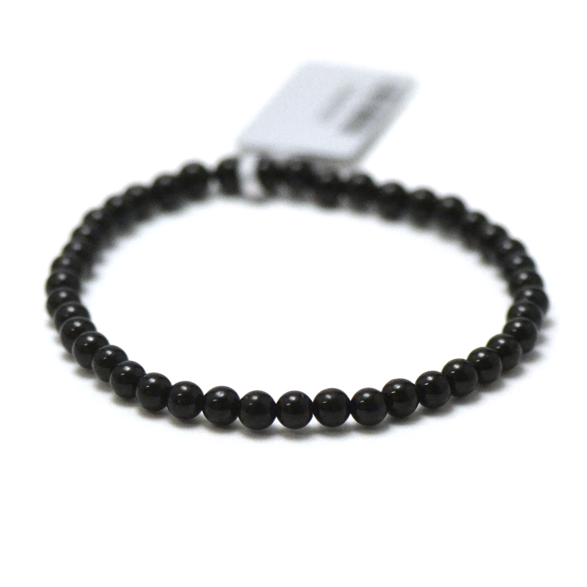 ronde 4 mm bracelet en pierre naturelle de tourmaline noir