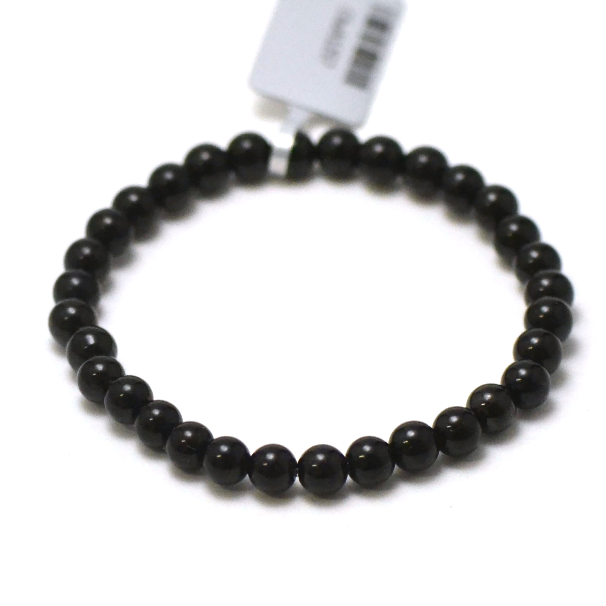 ronde 6 mm bracelet en pierre naturelle de tourmaline noir